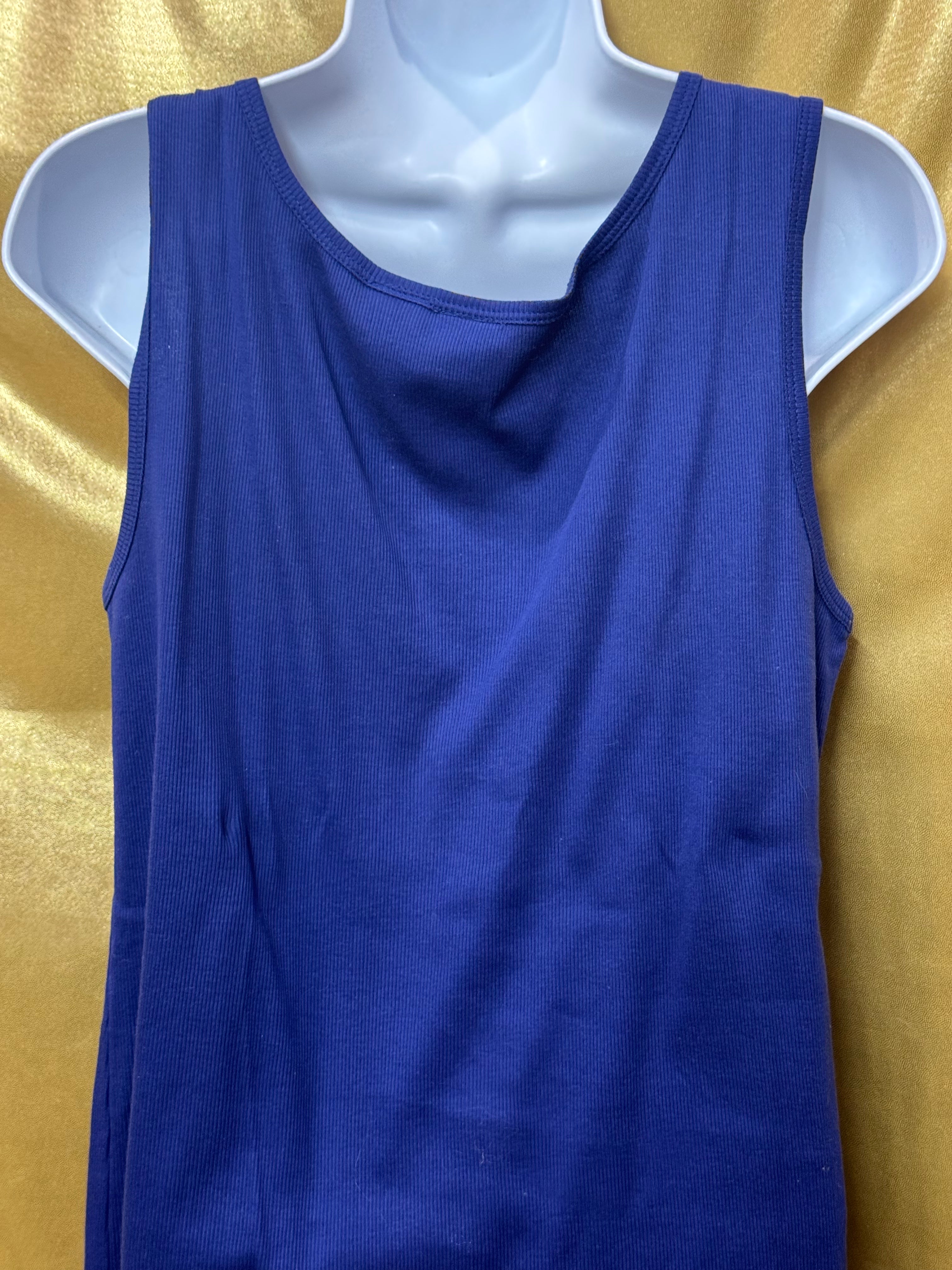 Emma James Purple Ribbed Tank Top Large 100% Cotton Beaded Embellished Neckline