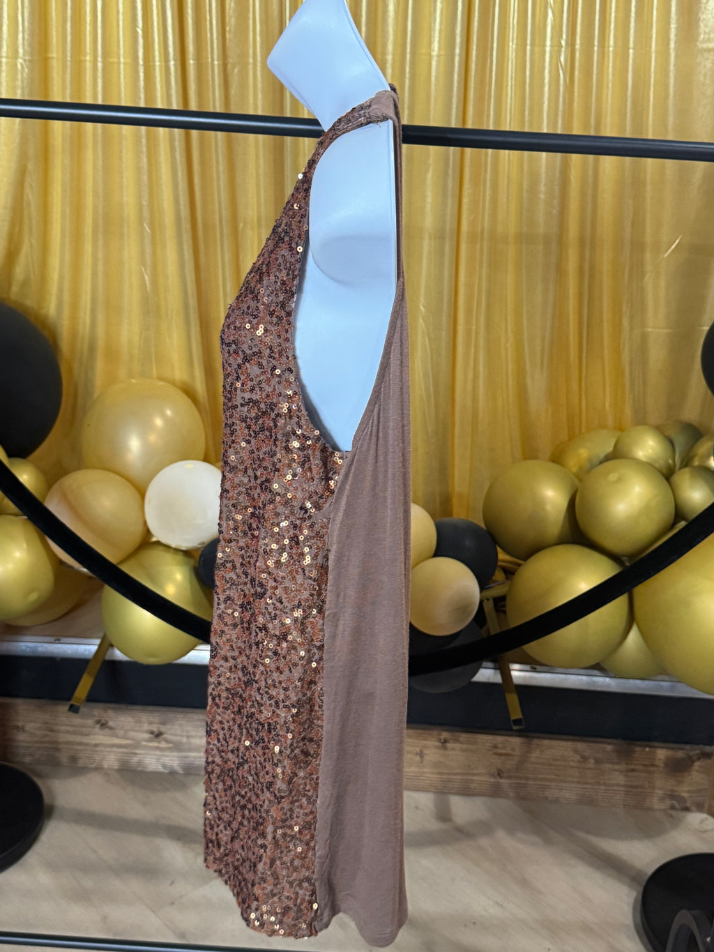 Pleione Brown Sequin Sleeveless Blouse Sz XL