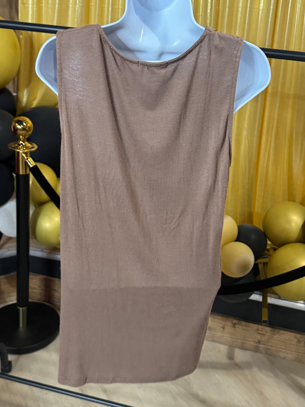 Pleione Brown Sequin Sleeveless Blouse Sz XL
