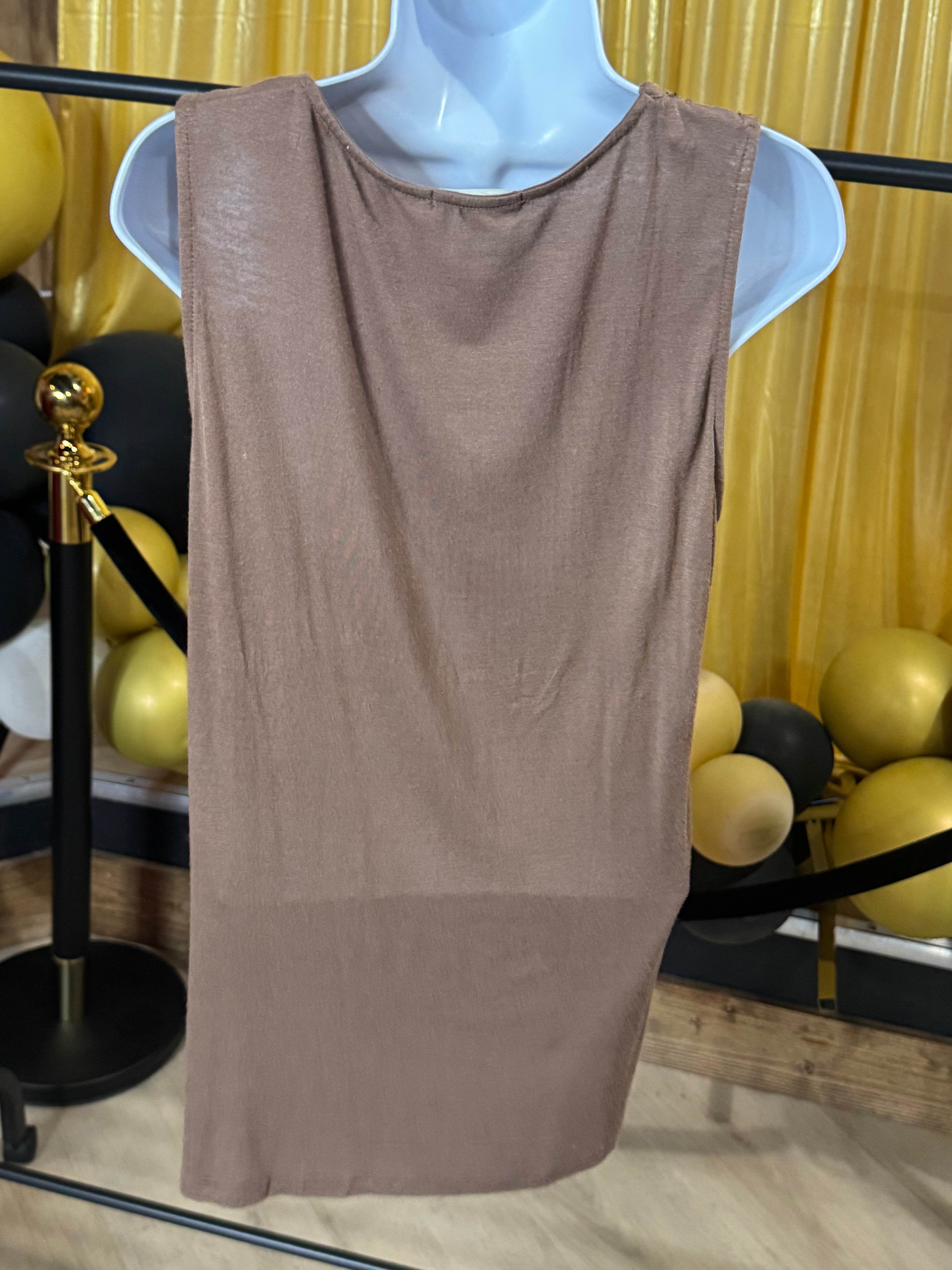 Pleione Brown Sequin Sleeveless Blouse Sz XL