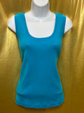 Chico's Additions Turquoise Scoop Neck Tank Top Size 2 / Large 100% Cotton
