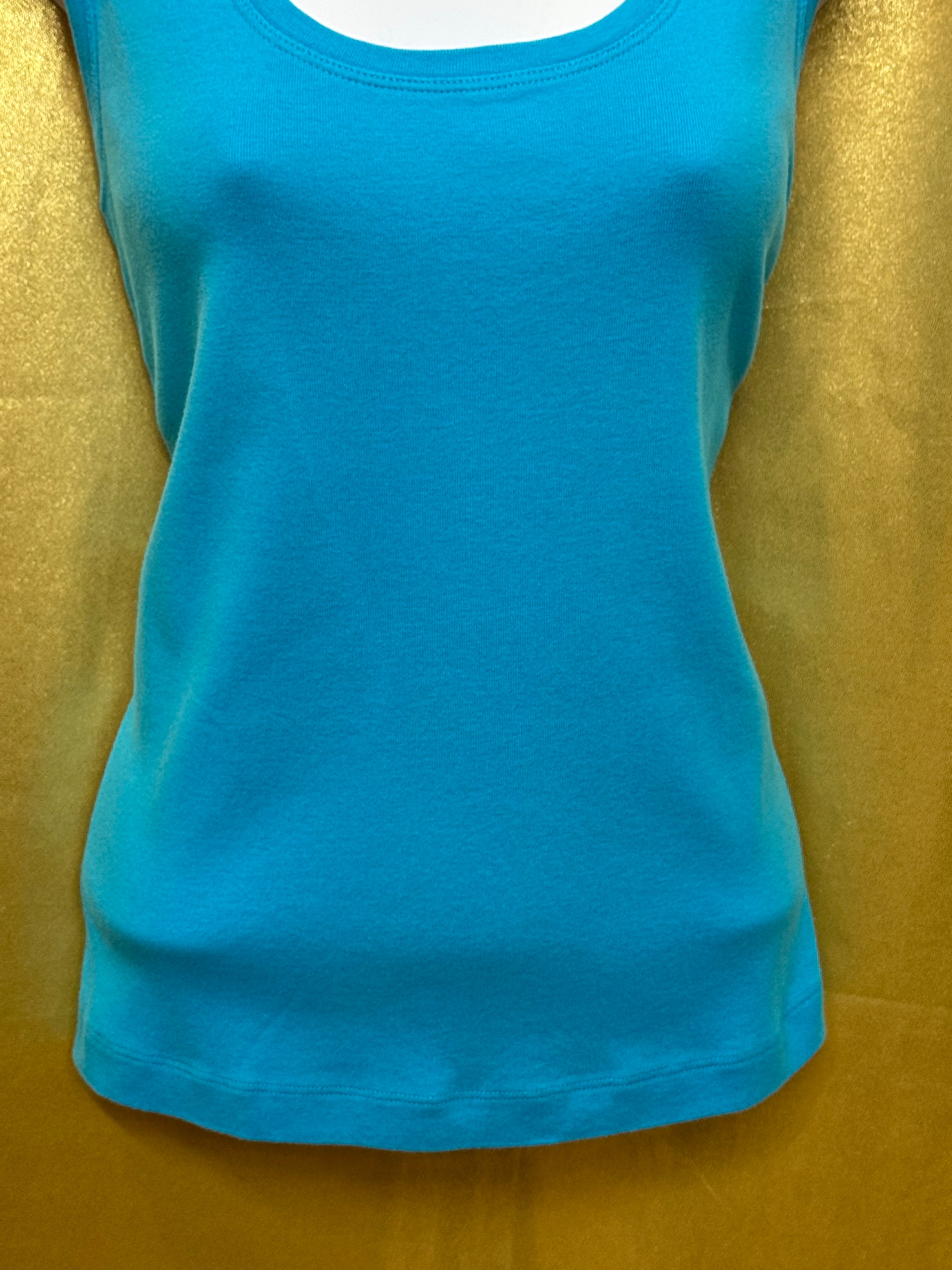 Chico's Additions Turquoise Scoop Neck Tank Top Size 2 / Large 100% Cotton