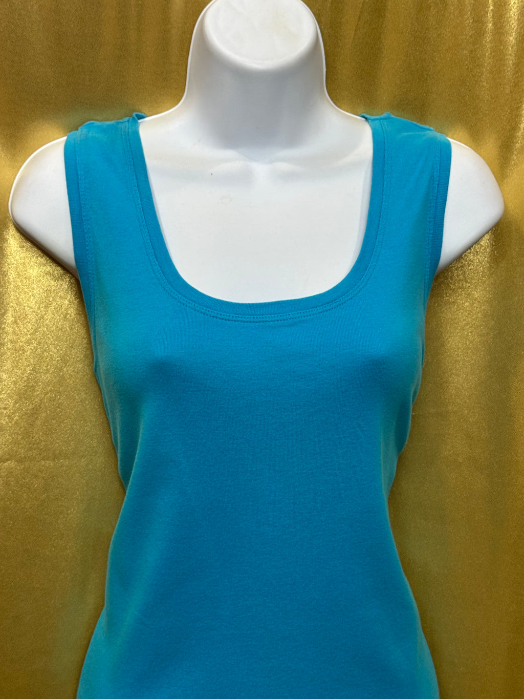 Chico's Additions Turquoise Scoop Neck Tank Top Size 2 / Large 100% Cotton