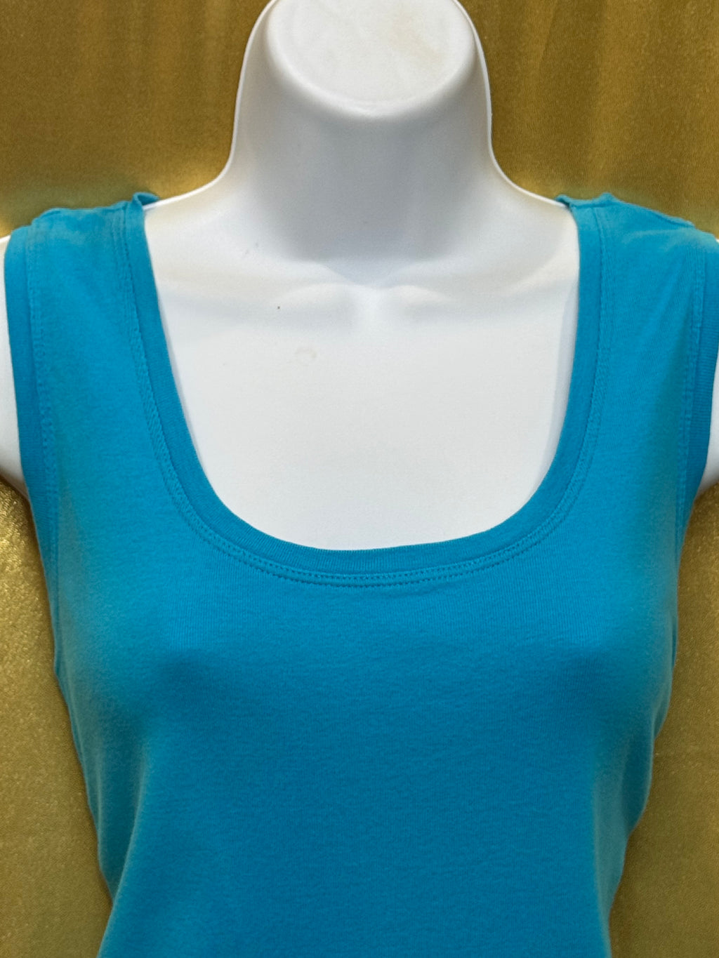 Chico's Additions Turquoise Scoop Neck Tank Top Size 2 / Large 100% Cotton