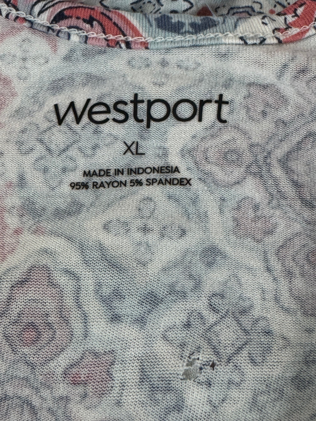 Westport Pink & Blue Short Sleeve Blouse Size XL