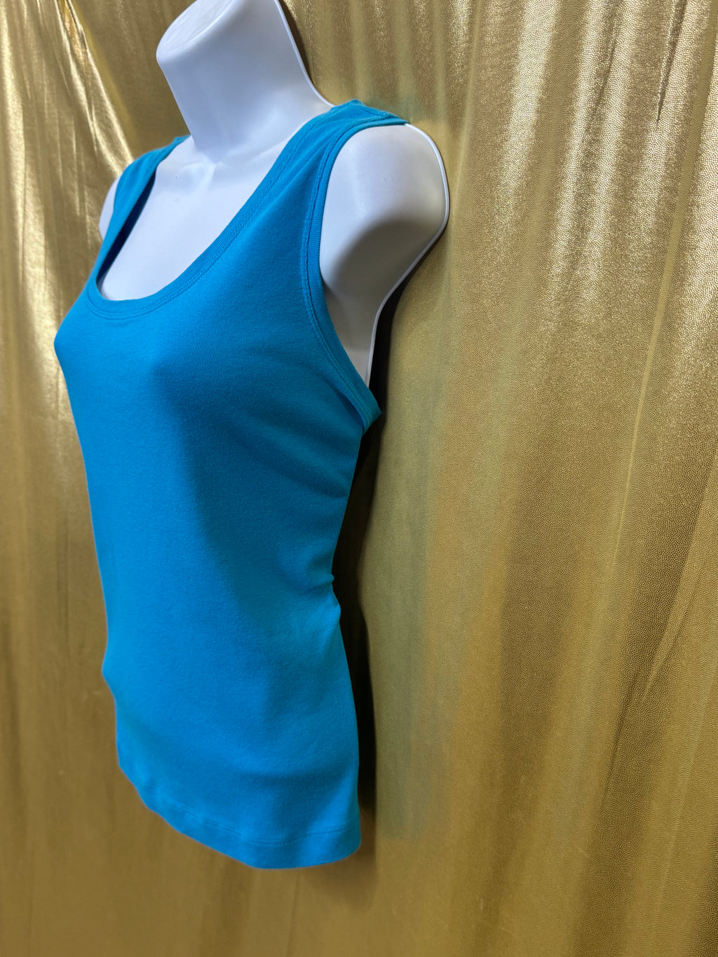 Chico's Additions Turquoise Scoop Neck Tank Top Size 2 / Large 100% Cotton