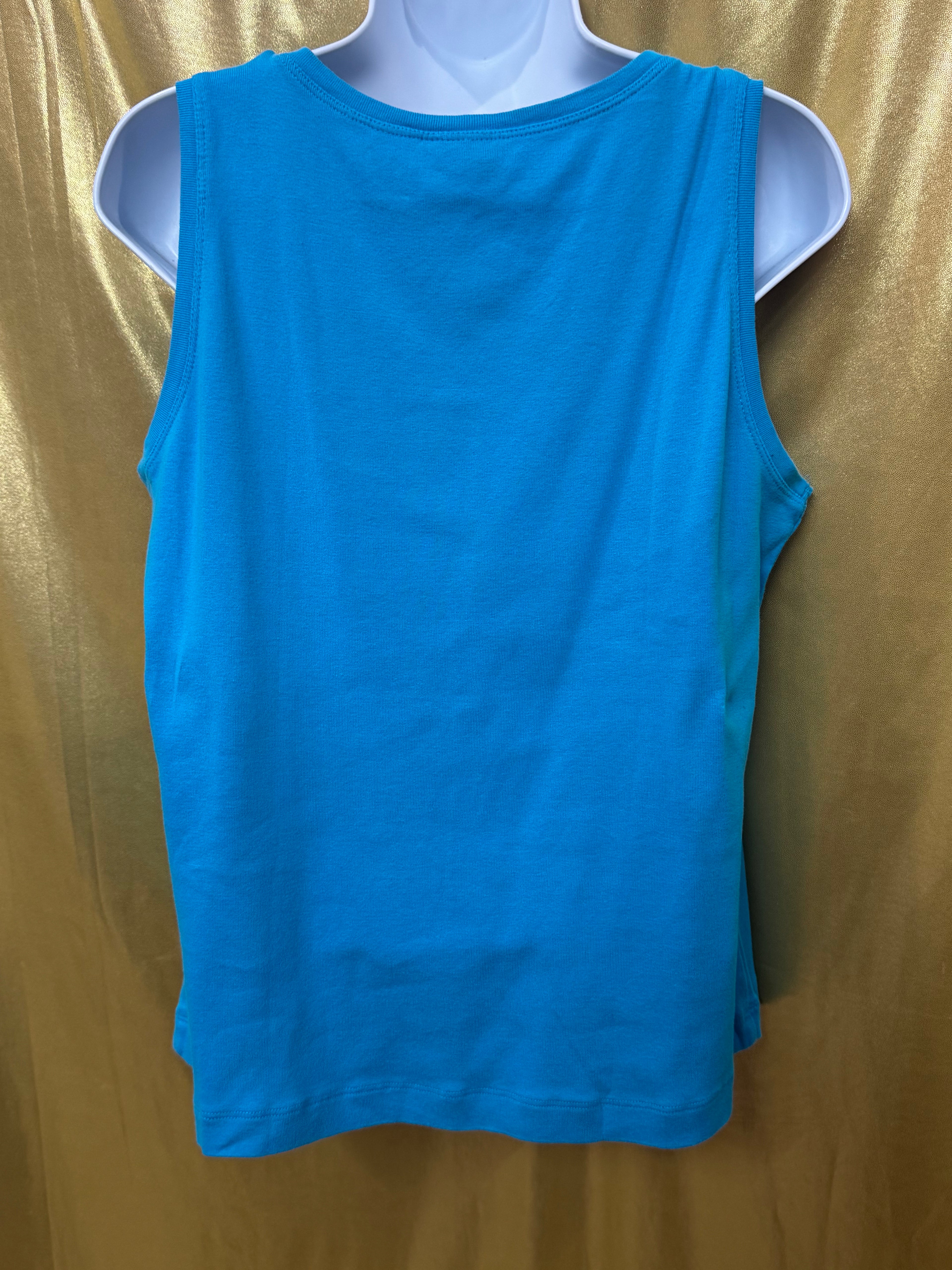 Chico's Additions Turquoise Scoop Neck Tank Top Size 2 / Large 100% Cotton