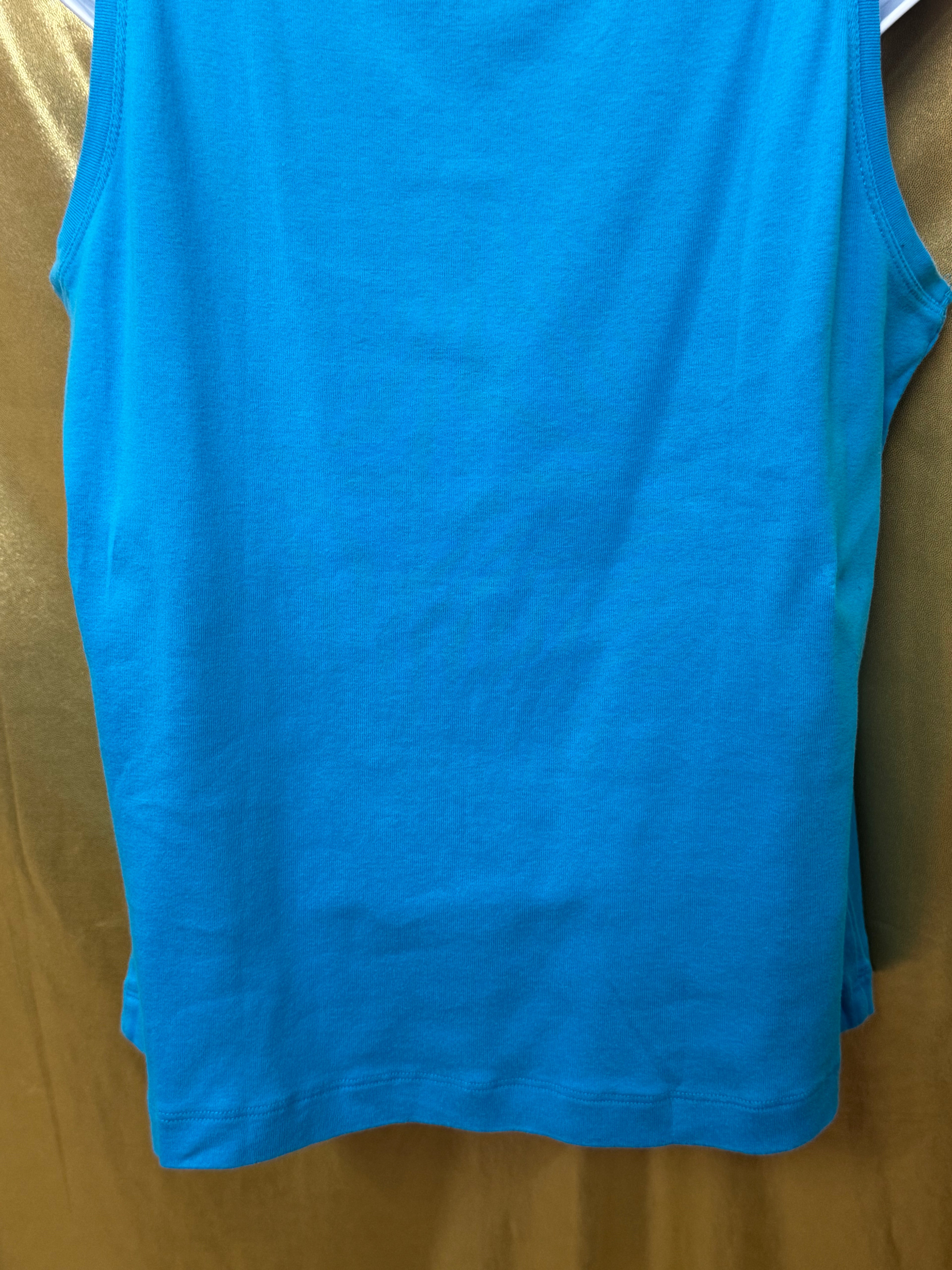 Chico's Additions Turquoise Scoop Neck Tank Top Size 2 / Large 100% Cotton