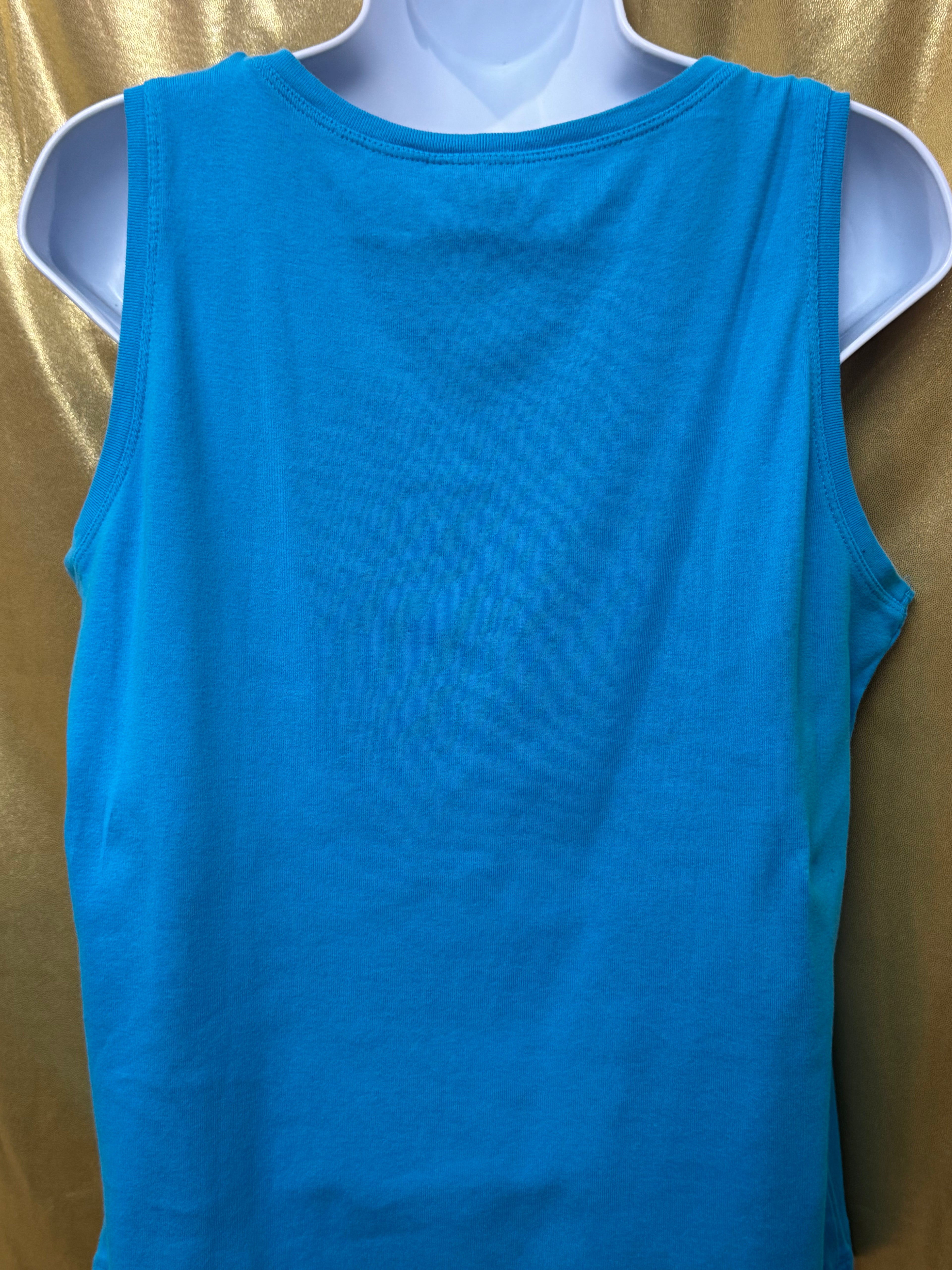 Chico's Additions Turquoise Scoop Neck Tank Top Size 2 / Large 100% Cotton