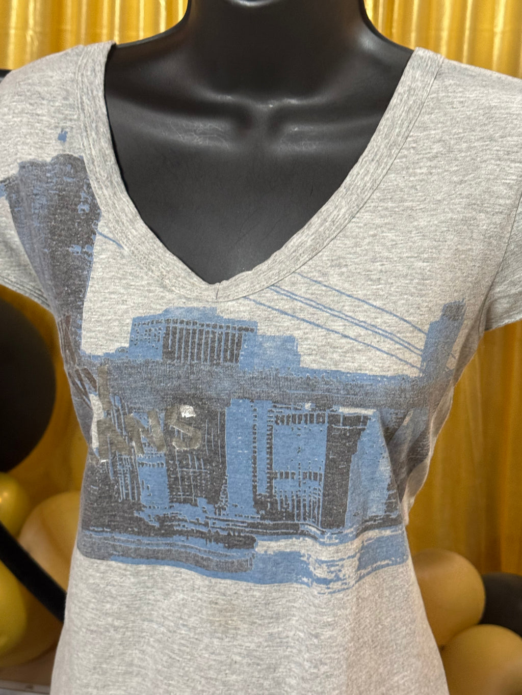 DKNY Gray & Blue Short Sleeve Tee Shirt Sz XL