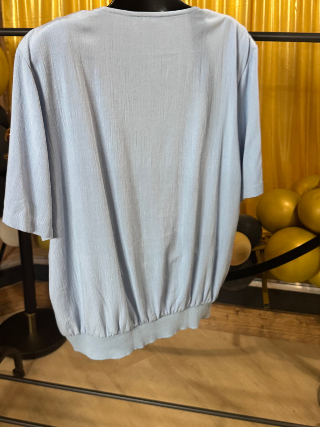 Cricket Lane Vintage Blue Short Sleeve Blouse Sz XL