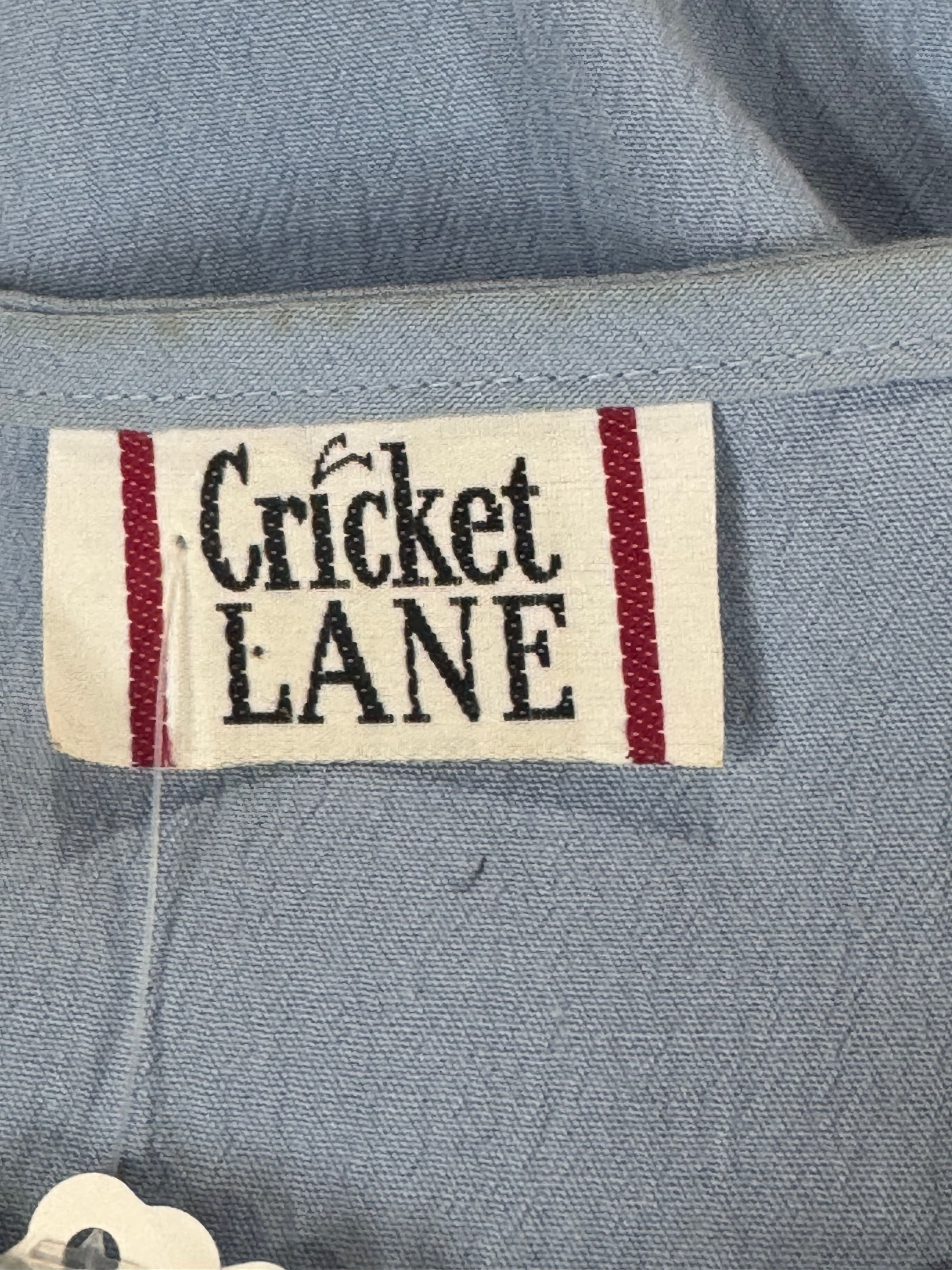 Cricket Lane Vintage Blue Short Sleeve Blouse Sz XL