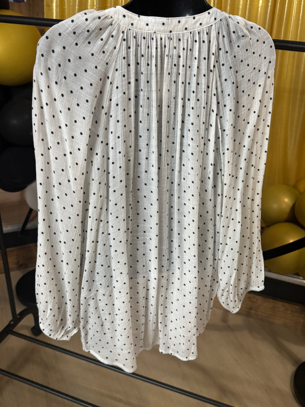 Counterparts White & Black Dot Long Sleeve Pullover Blouse Size XL
