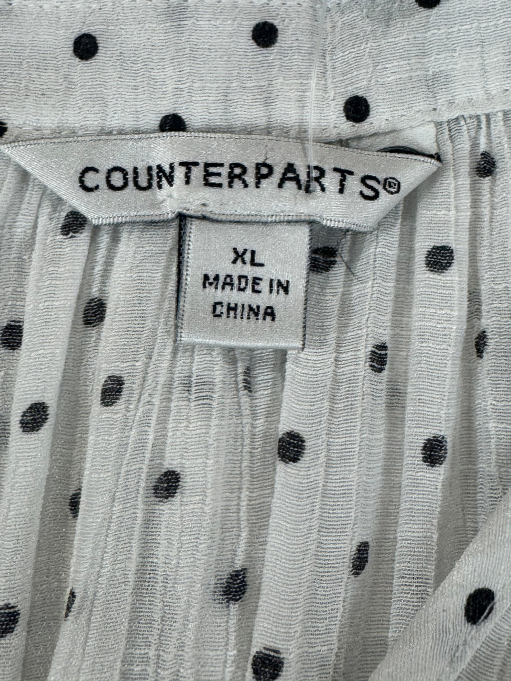 Counterparts White & Black Dot Long Sleeve Pullover Blouse Size XL