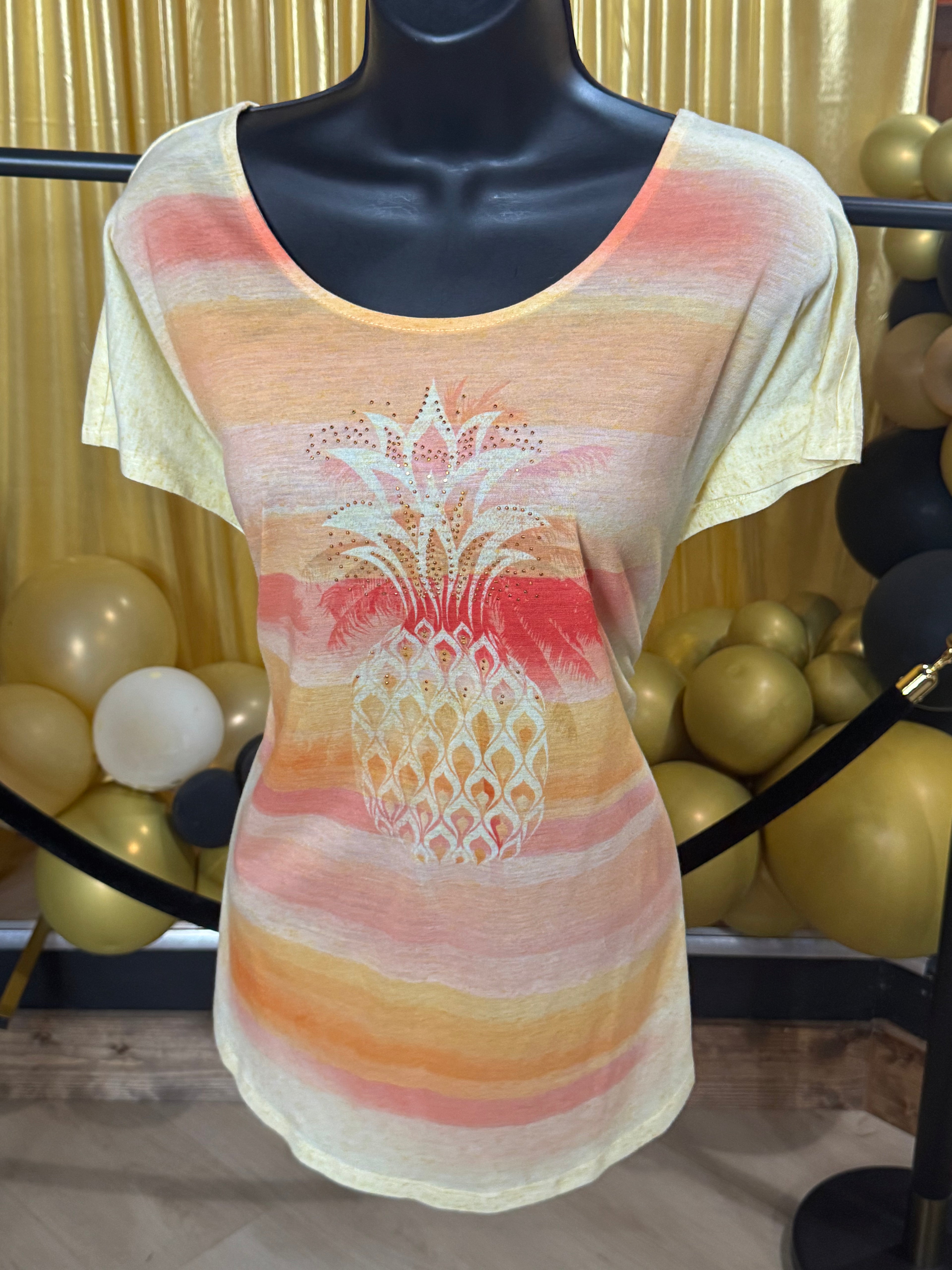 Energe Yellow Short Sleeve Blouse Size XL