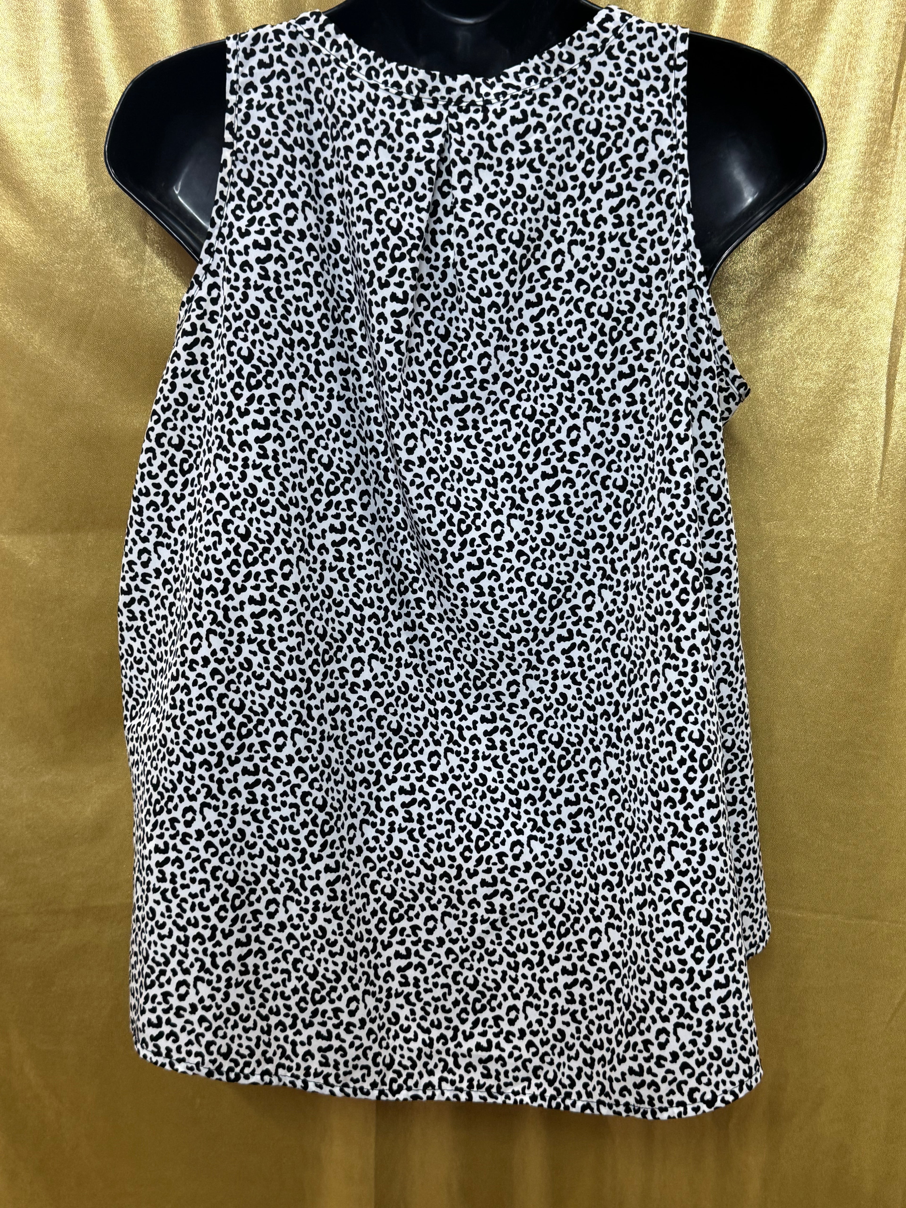 Soprano Leopard Print Sleeveless V-Neck Button-Up Blouse XL