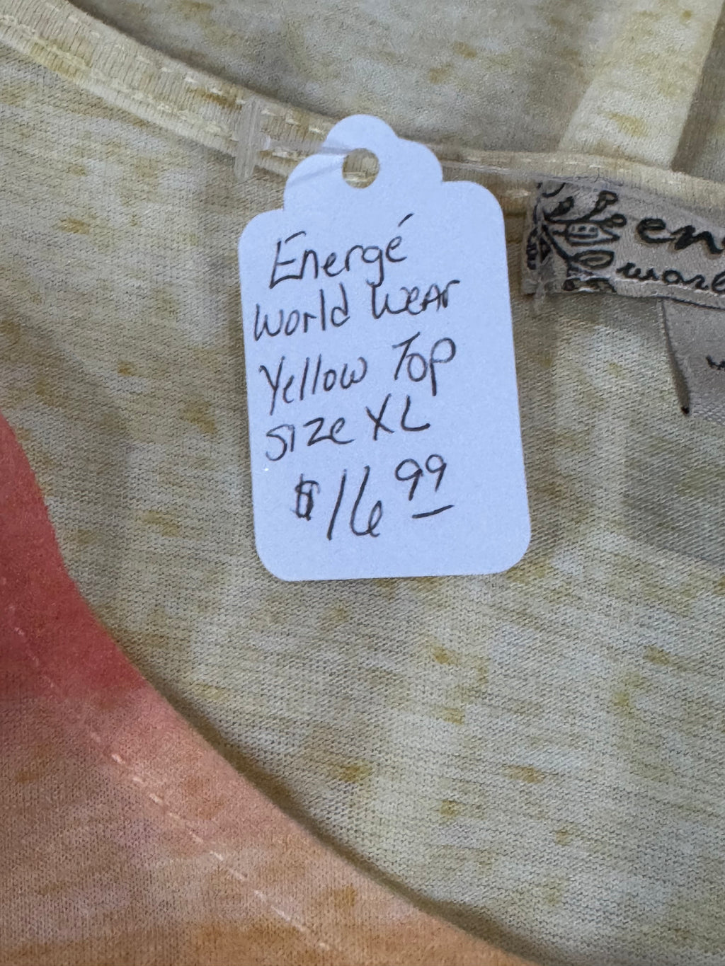 Energe Yellow Short Sleeve Blouse Size XL