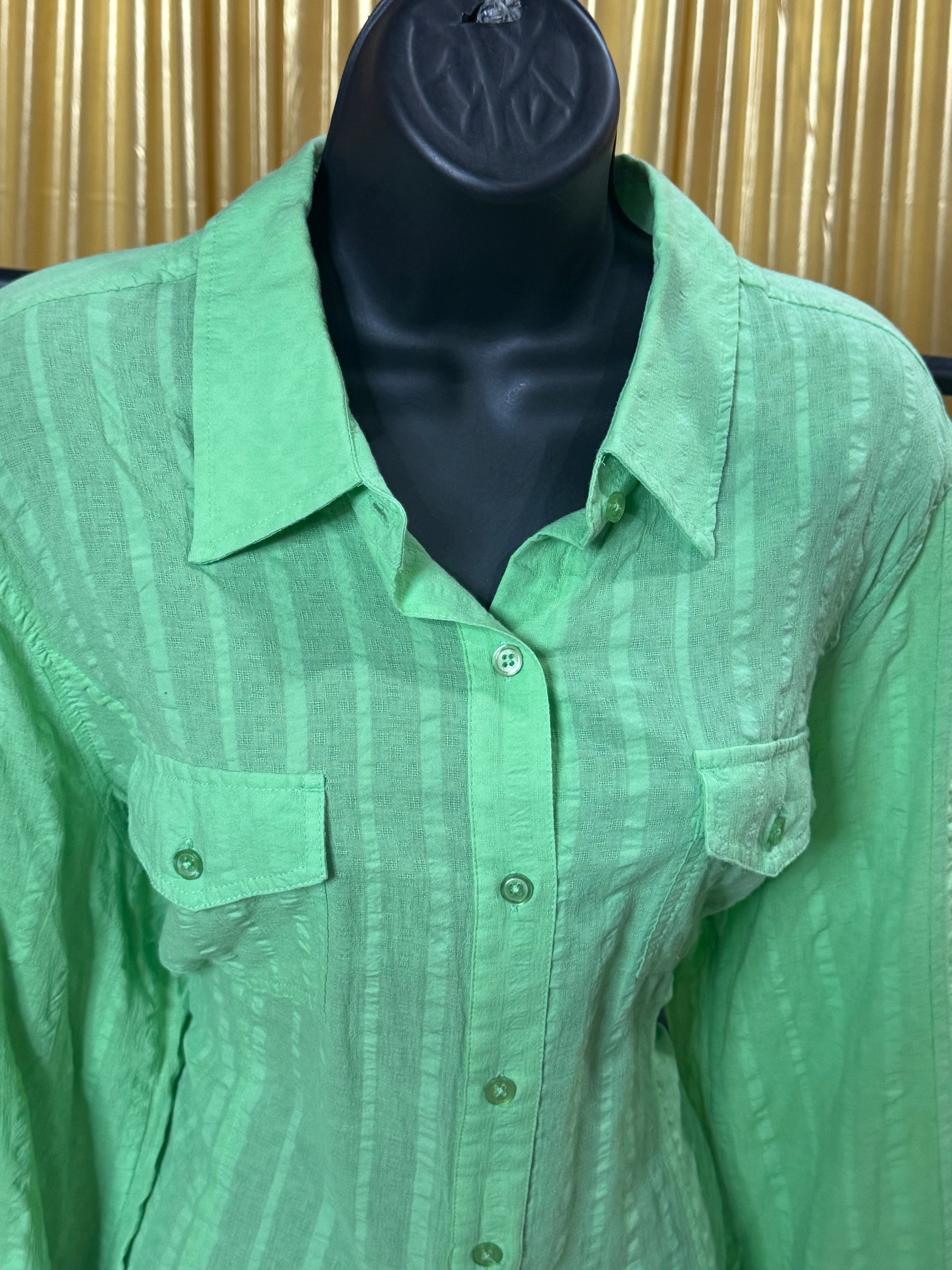Jones New York Green Long Sleeve Blouse Sz XL