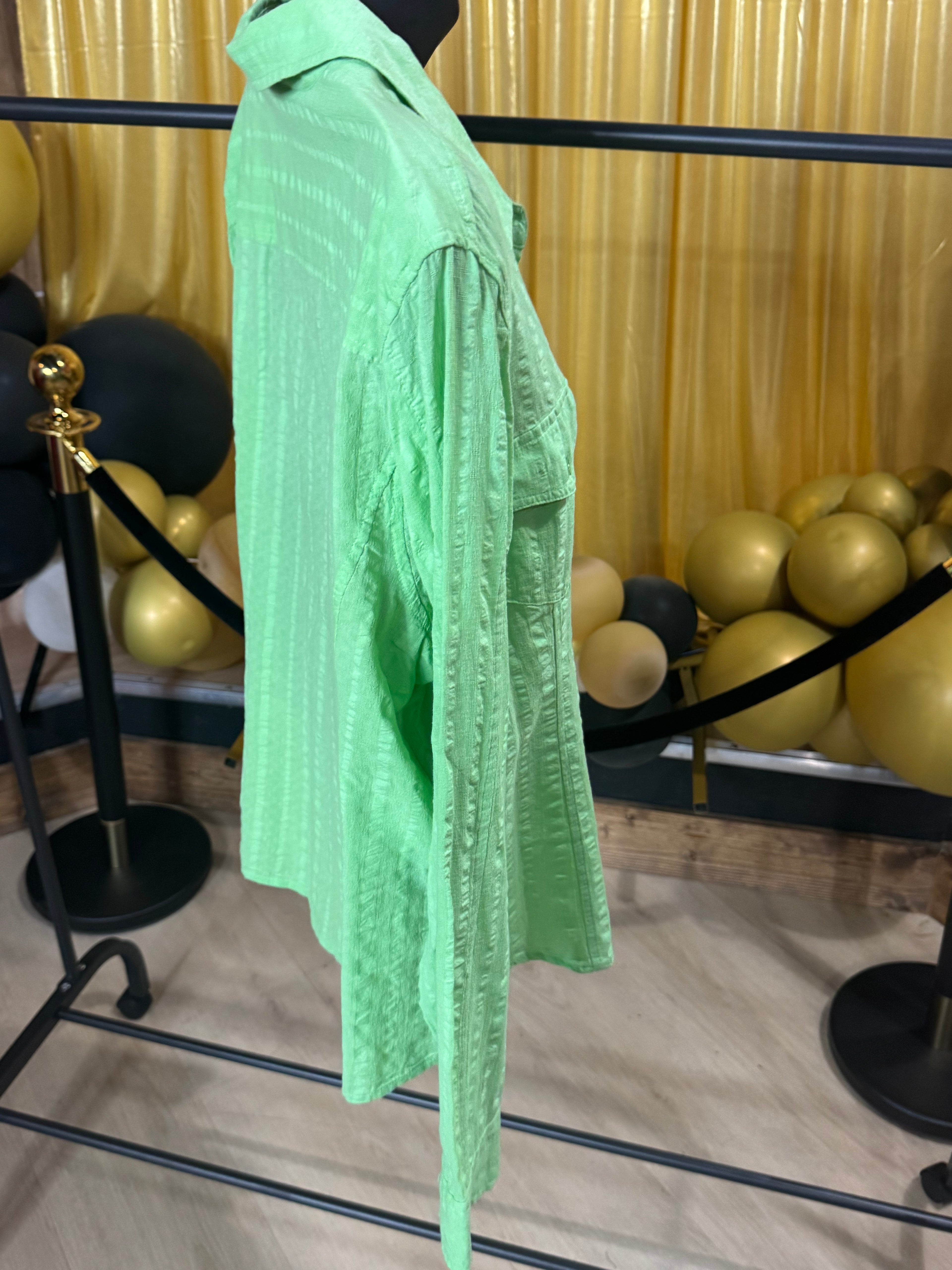 Jones New York Green Long Sleeve Blouse Sz XL