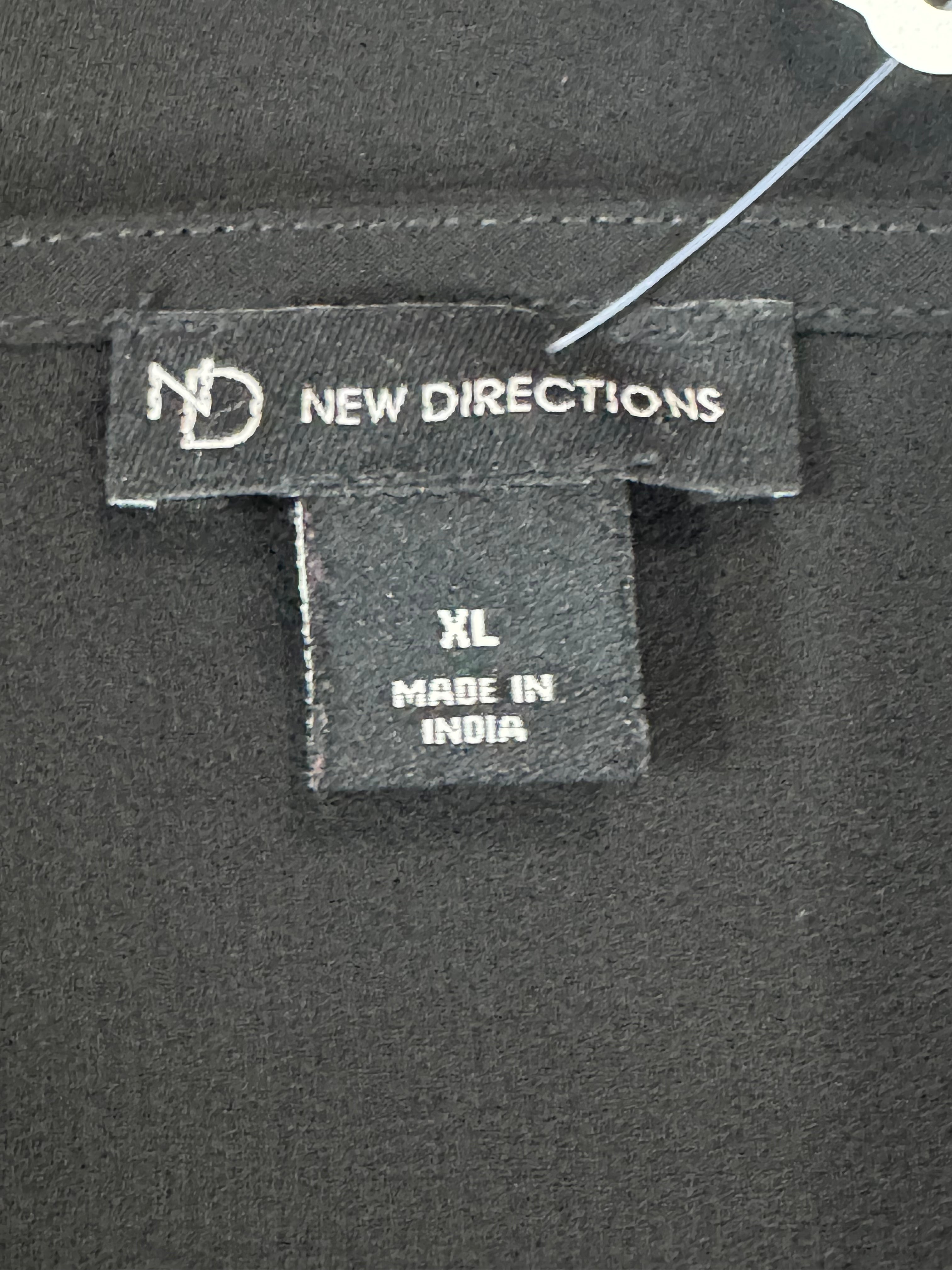 New Directions Black Sheer Bell Sleeve Sequin Blouse Sz XL