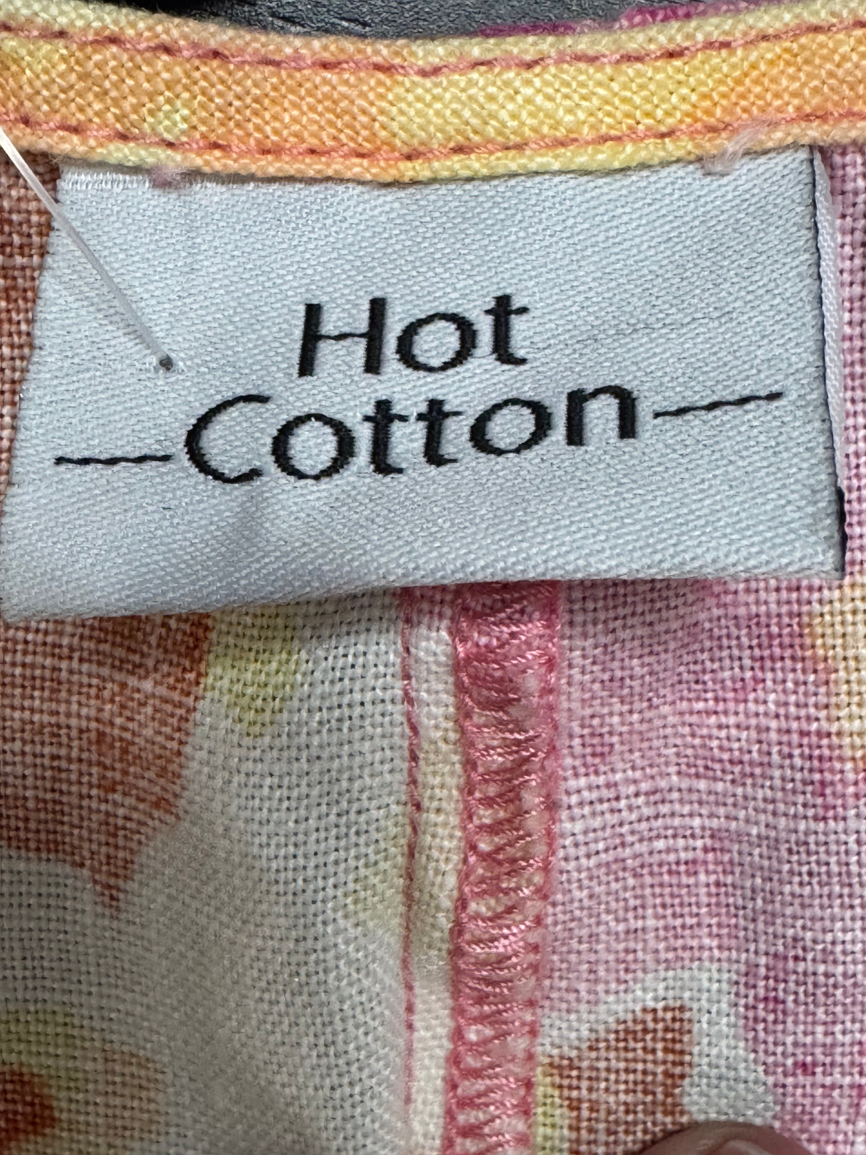 Hot Cotton Floral Linen Tank Top V-Neck Sleeveless Blouse Size Large