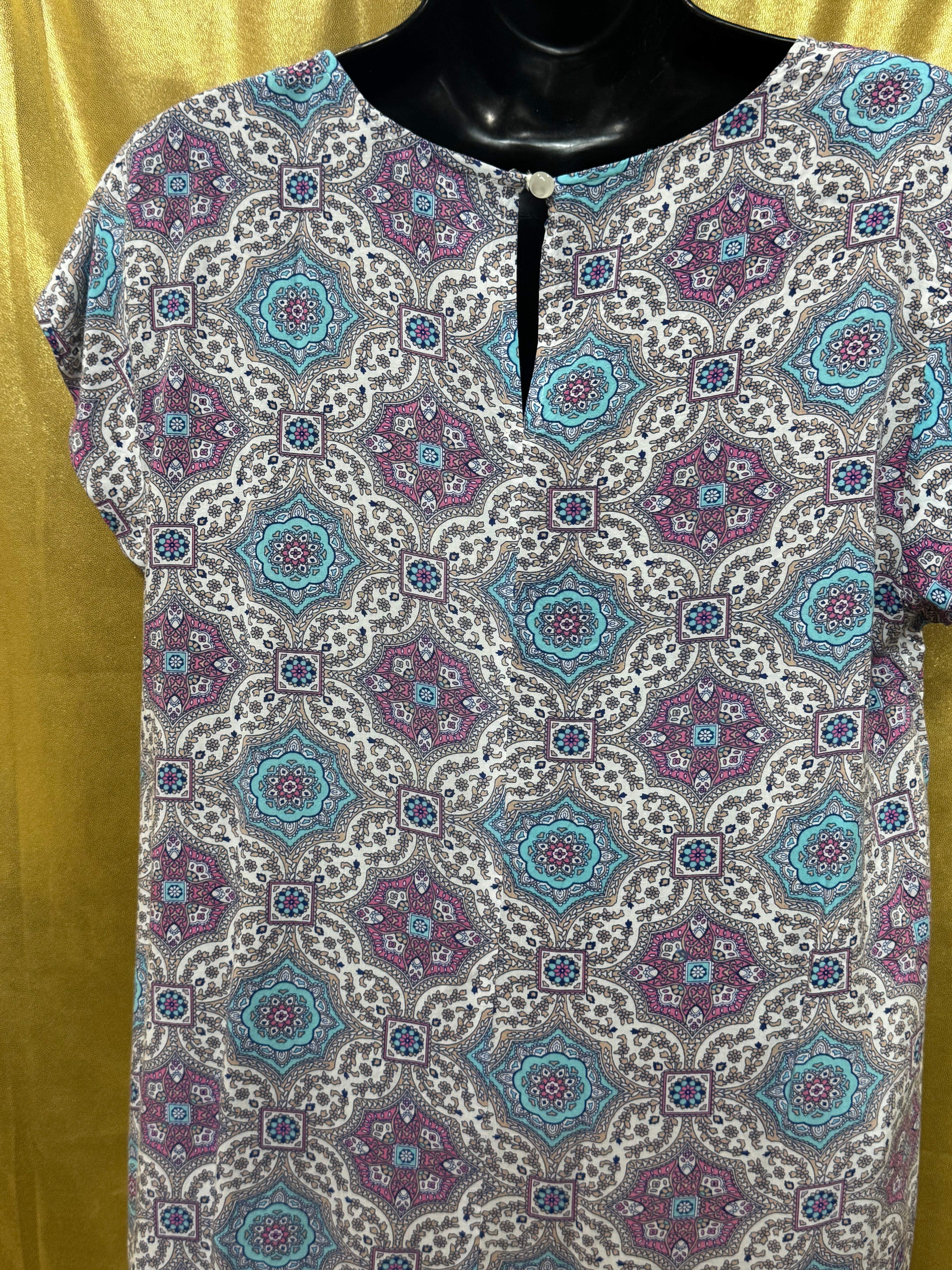 Artisan NY Medallion Print Rayon Blouse - Size L ✨