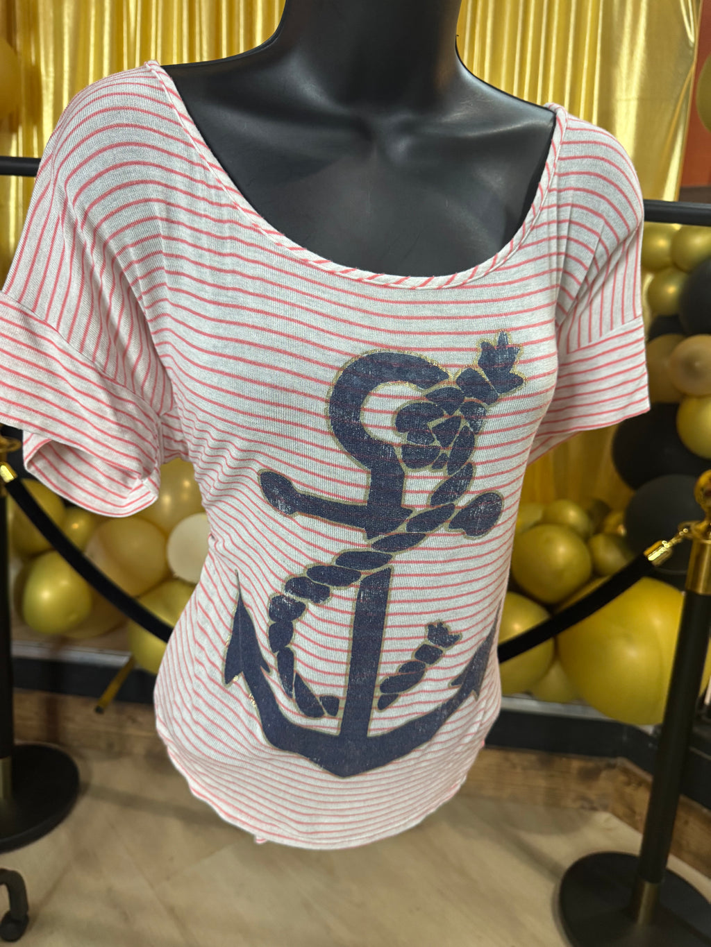 Twinkle Red & White Stripe Blouse Sz XL