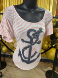 Twinkle Red & White Stripe Blouse Sz XL