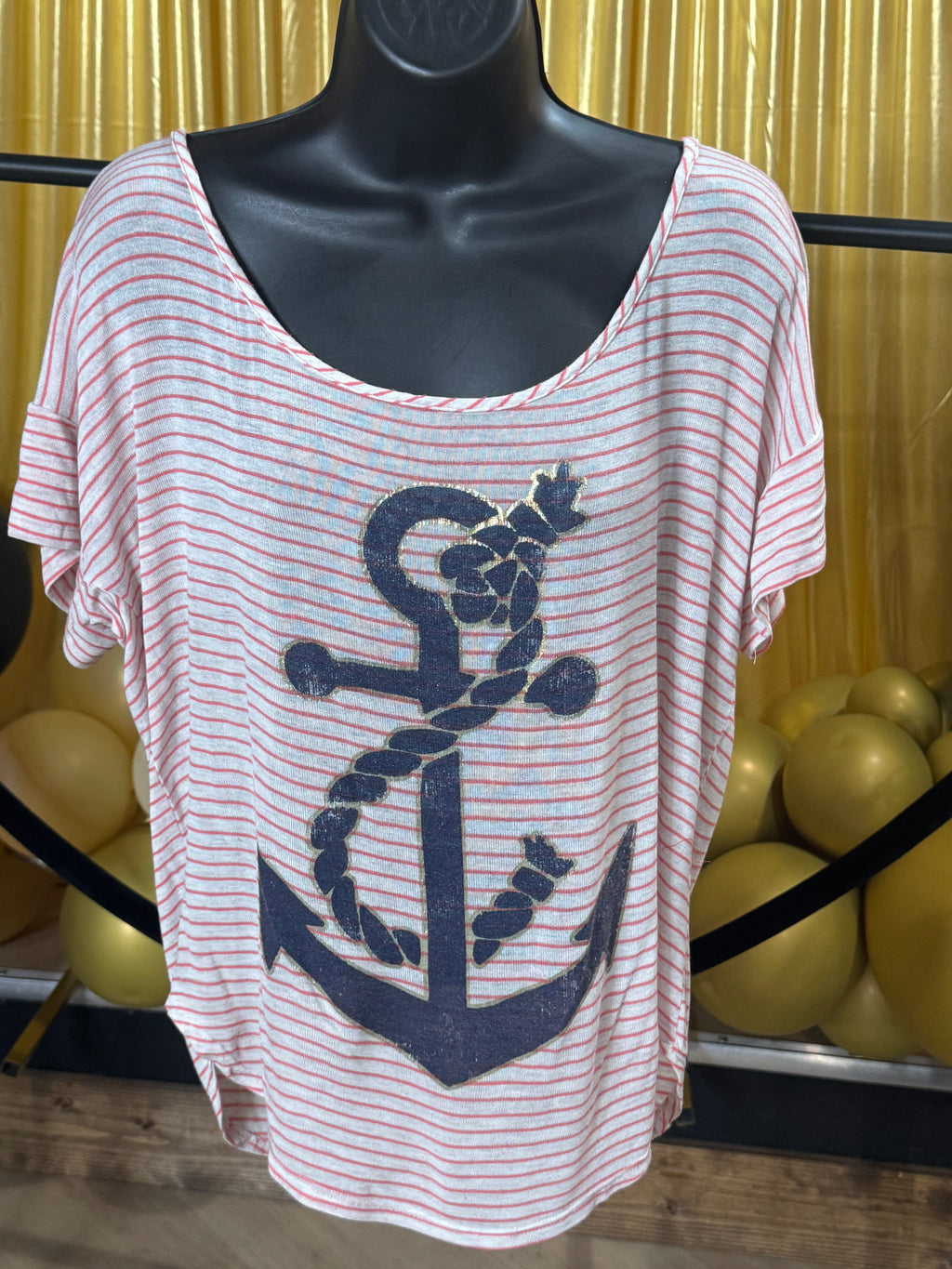 Twinkle Red & White Stripe Blouse Sz XL