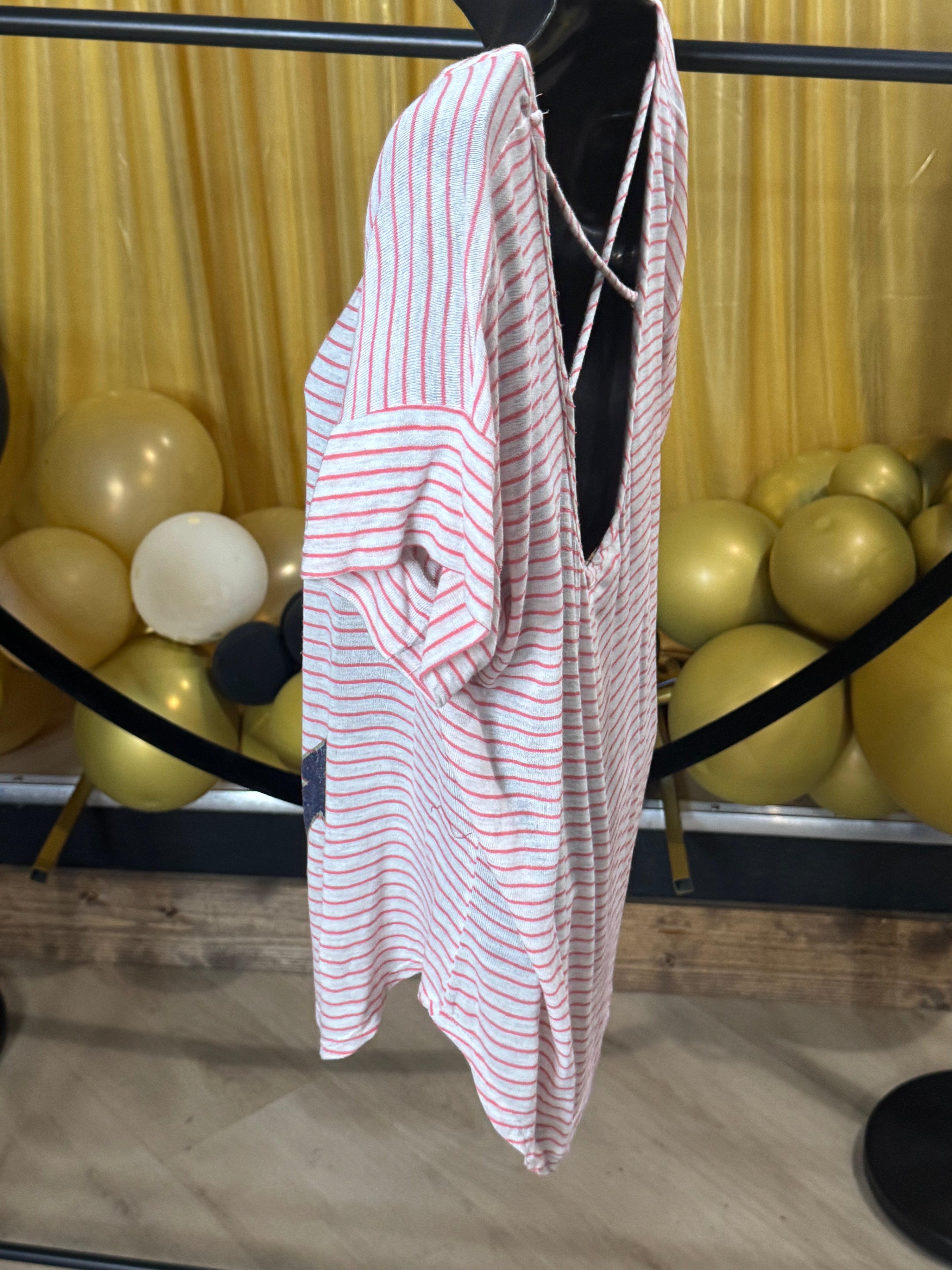 Twinkle Red & White Stripe Blouse Sz XL