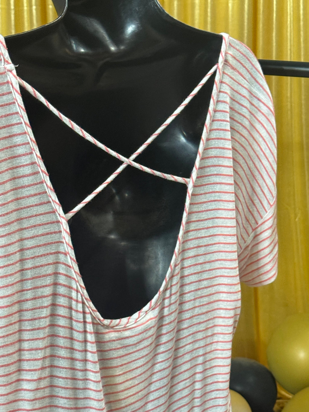 Twinkle Red & White Stripe Blouse Sz XL