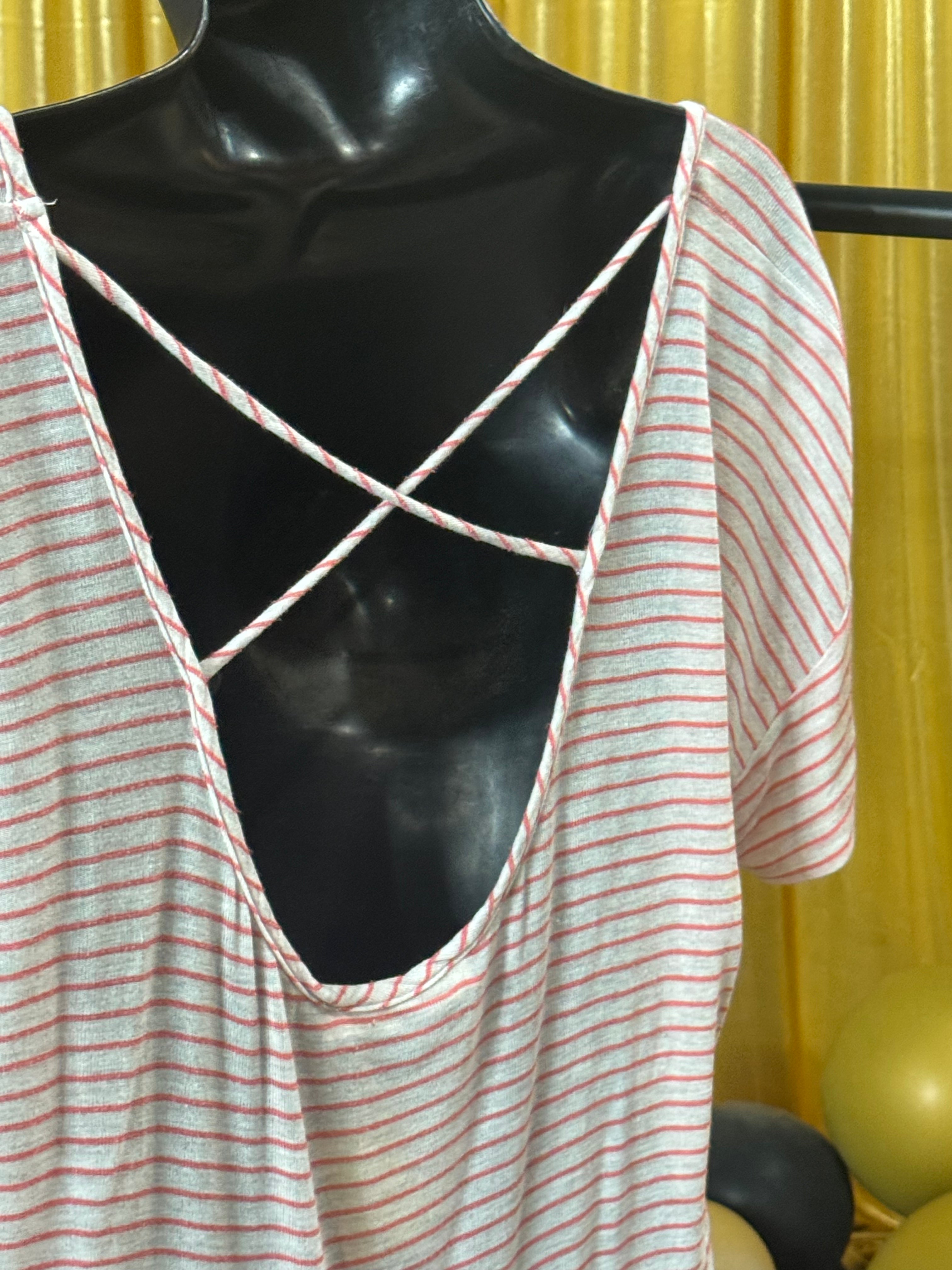 Twinkle Red & White Stripe Blouse Sz XL