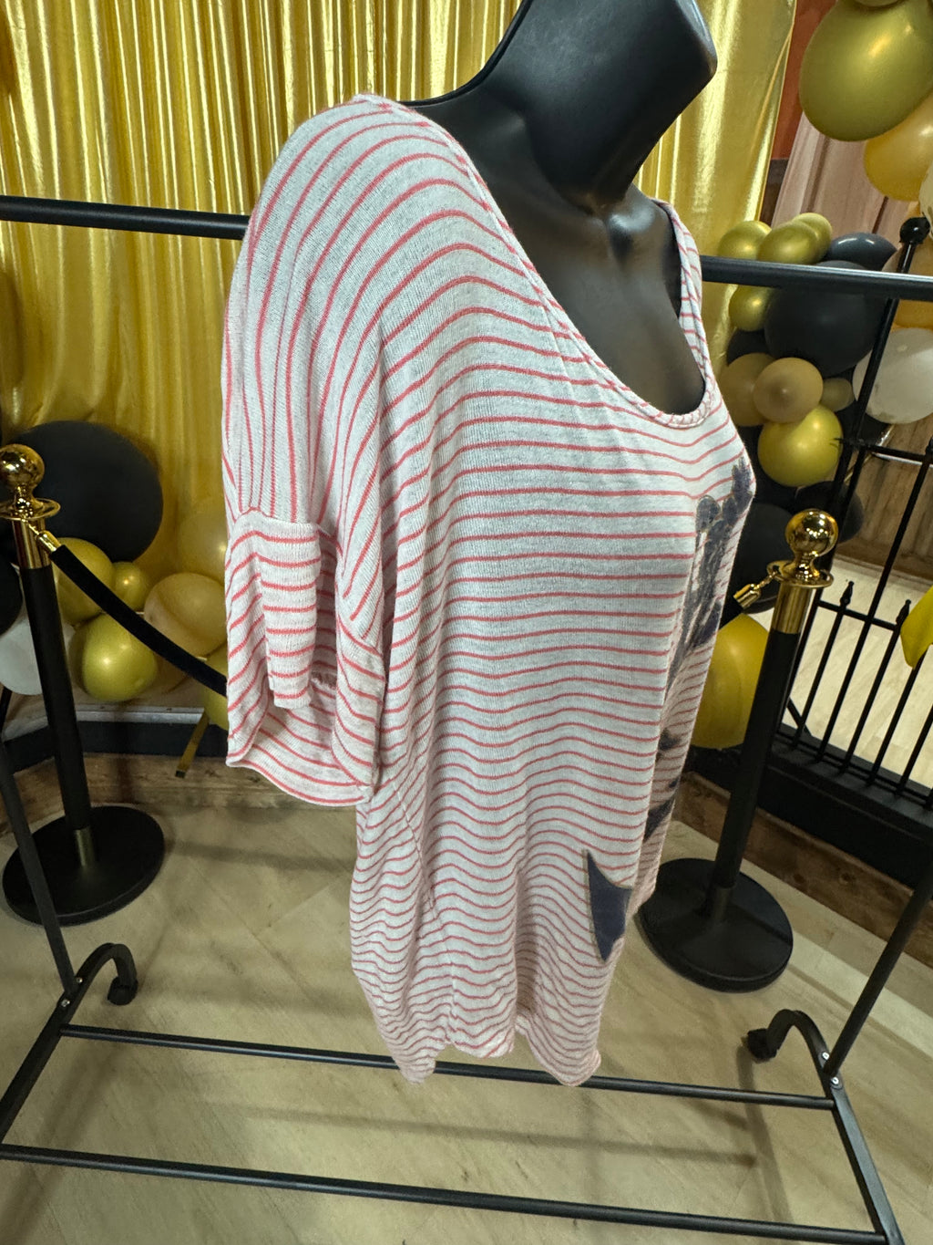 Twinkle Red & White Stripe Blouse Sz XL