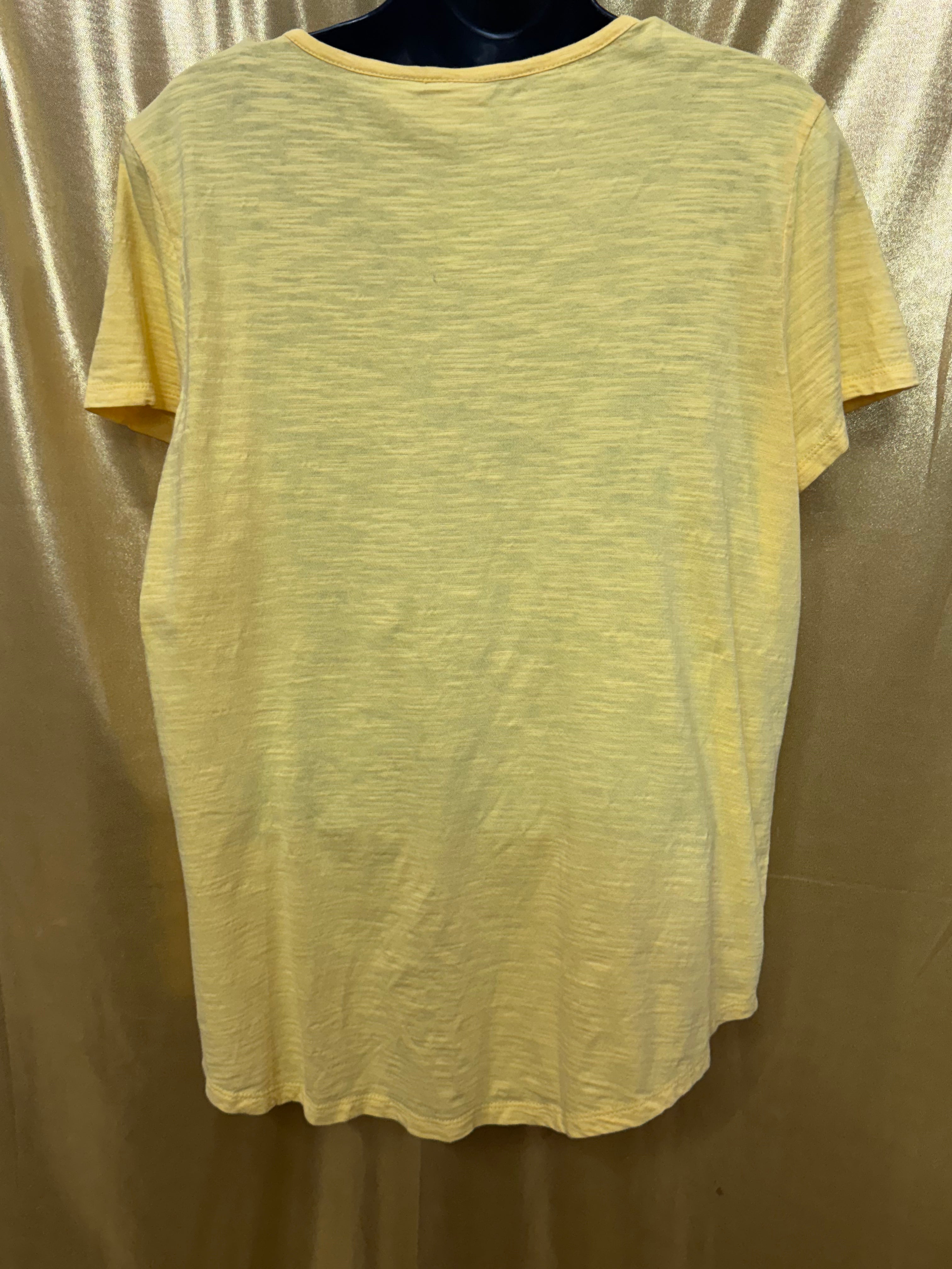 Chico's Bright Yellow Cotton V-Neck Tee - Size 2 (US Large) ☀️