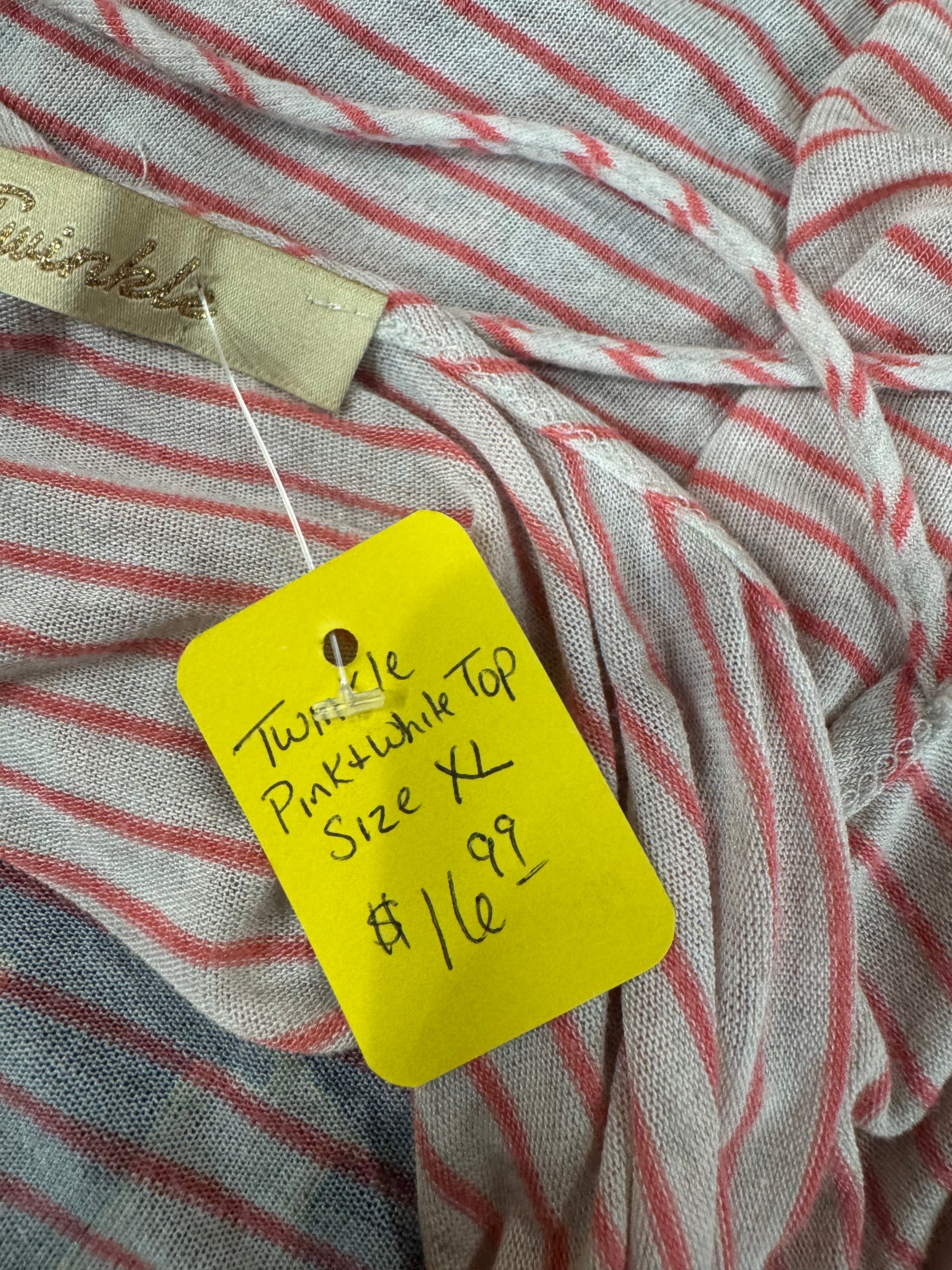 Twinkle Red & White Stripe Blouse Sz XL