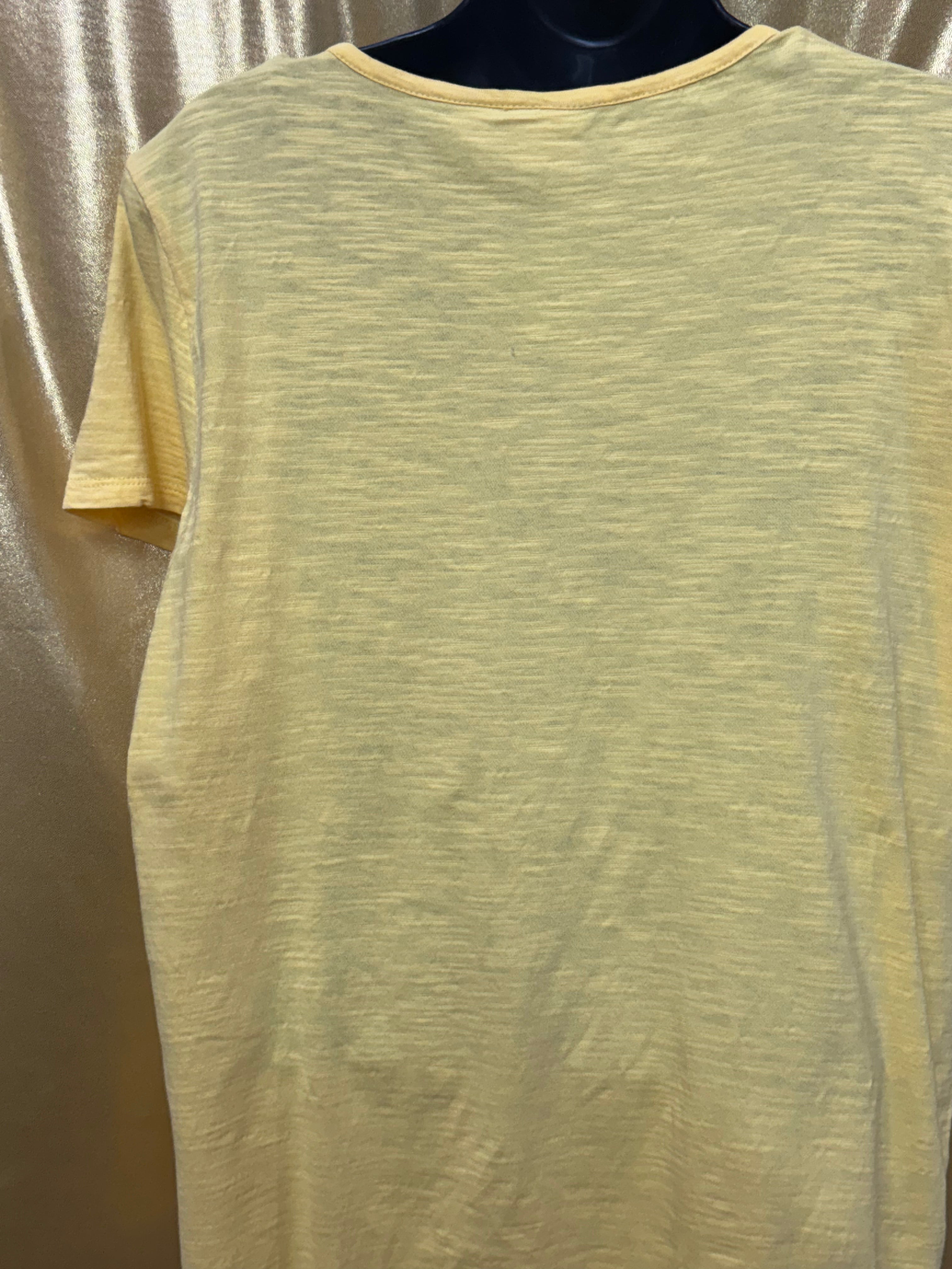Chico's Bright Yellow Cotton V-Neck Tee - Size 2 (US Large) ☀️