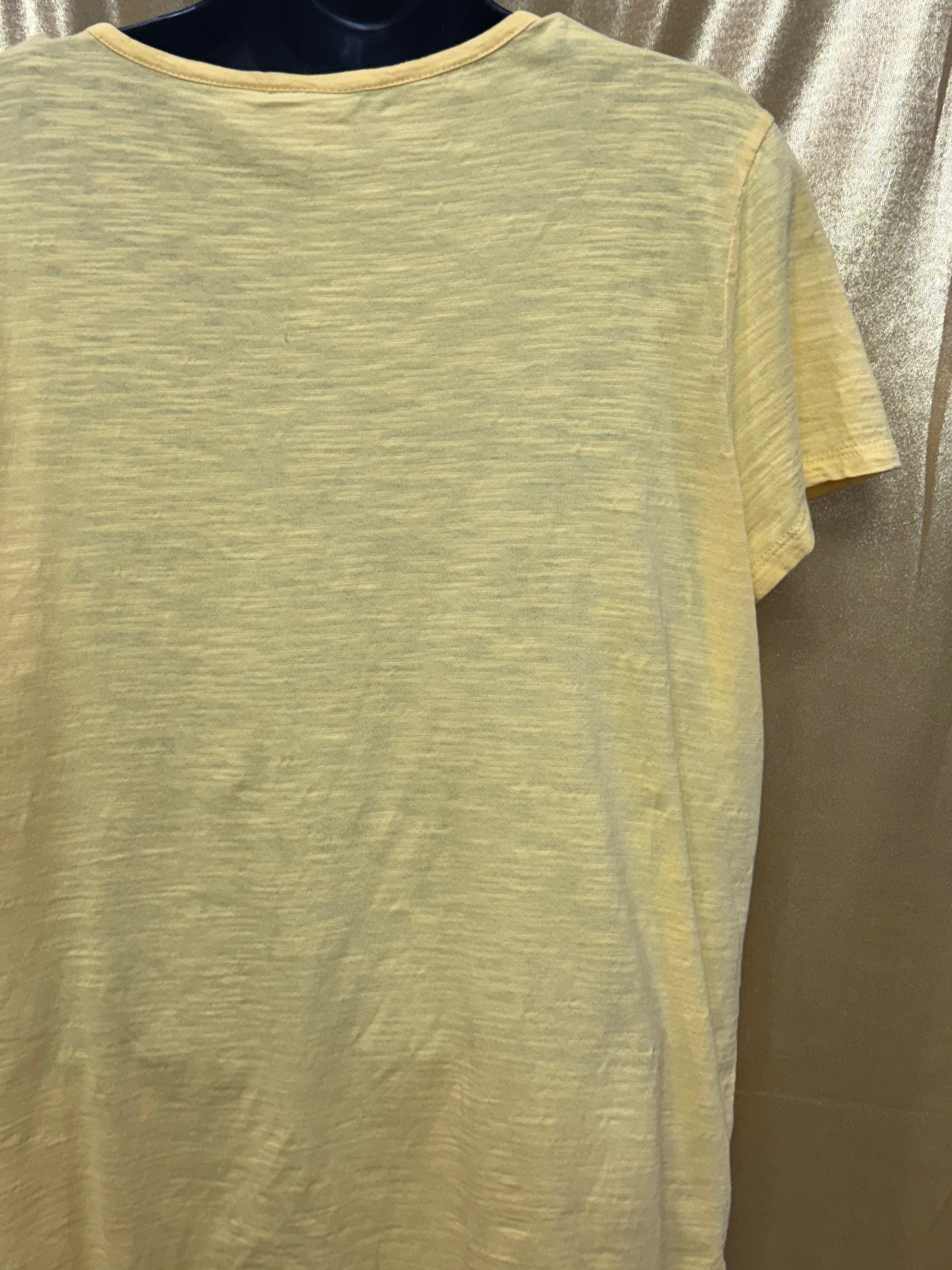Chico's Bright Yellow Cotton V-Neck Tee - Size 2 (US Large) ☀️