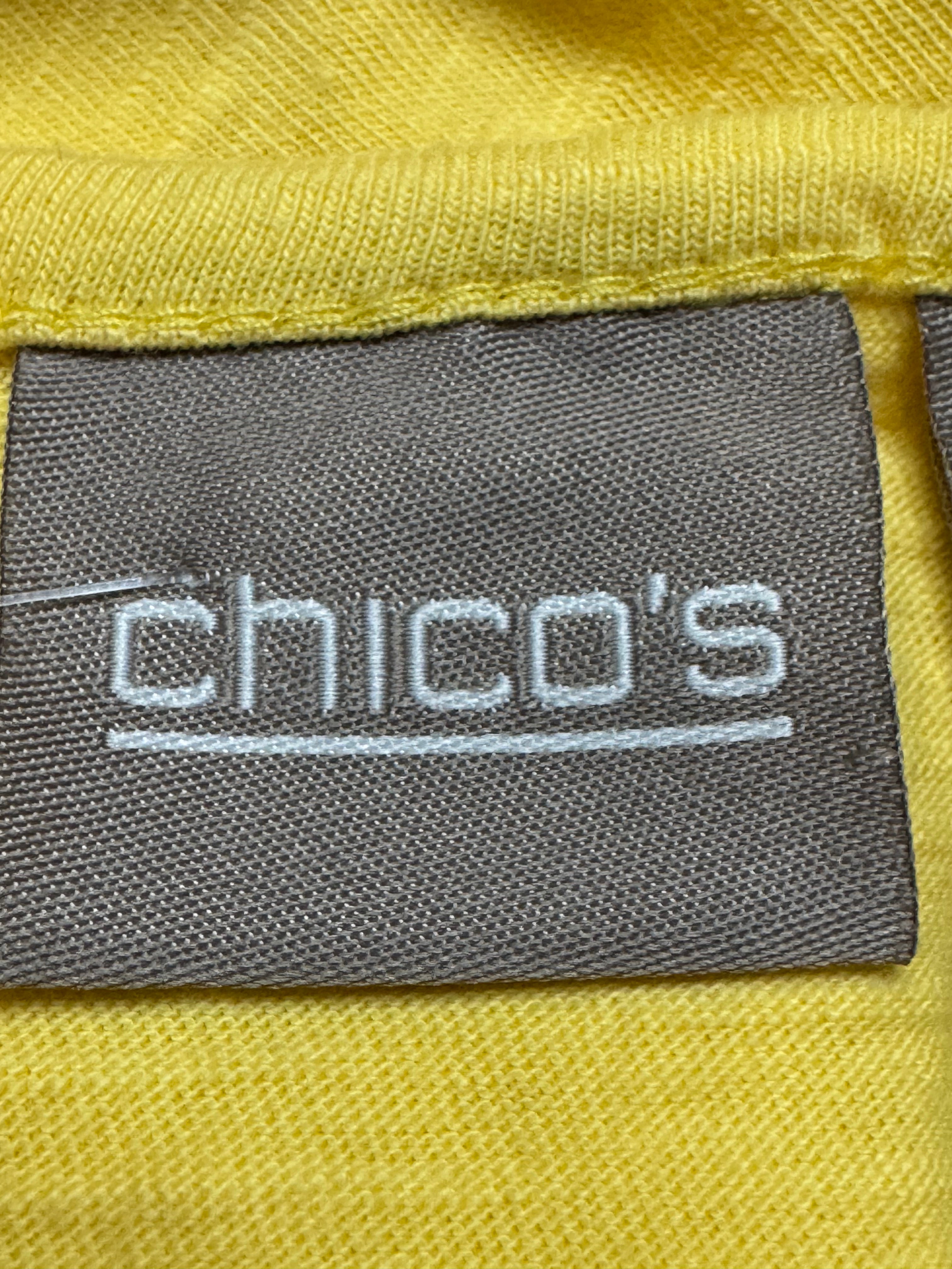 Chico's Bright Yellow Cotton V-Neck Tee - Size 2 (US Large) ☀️