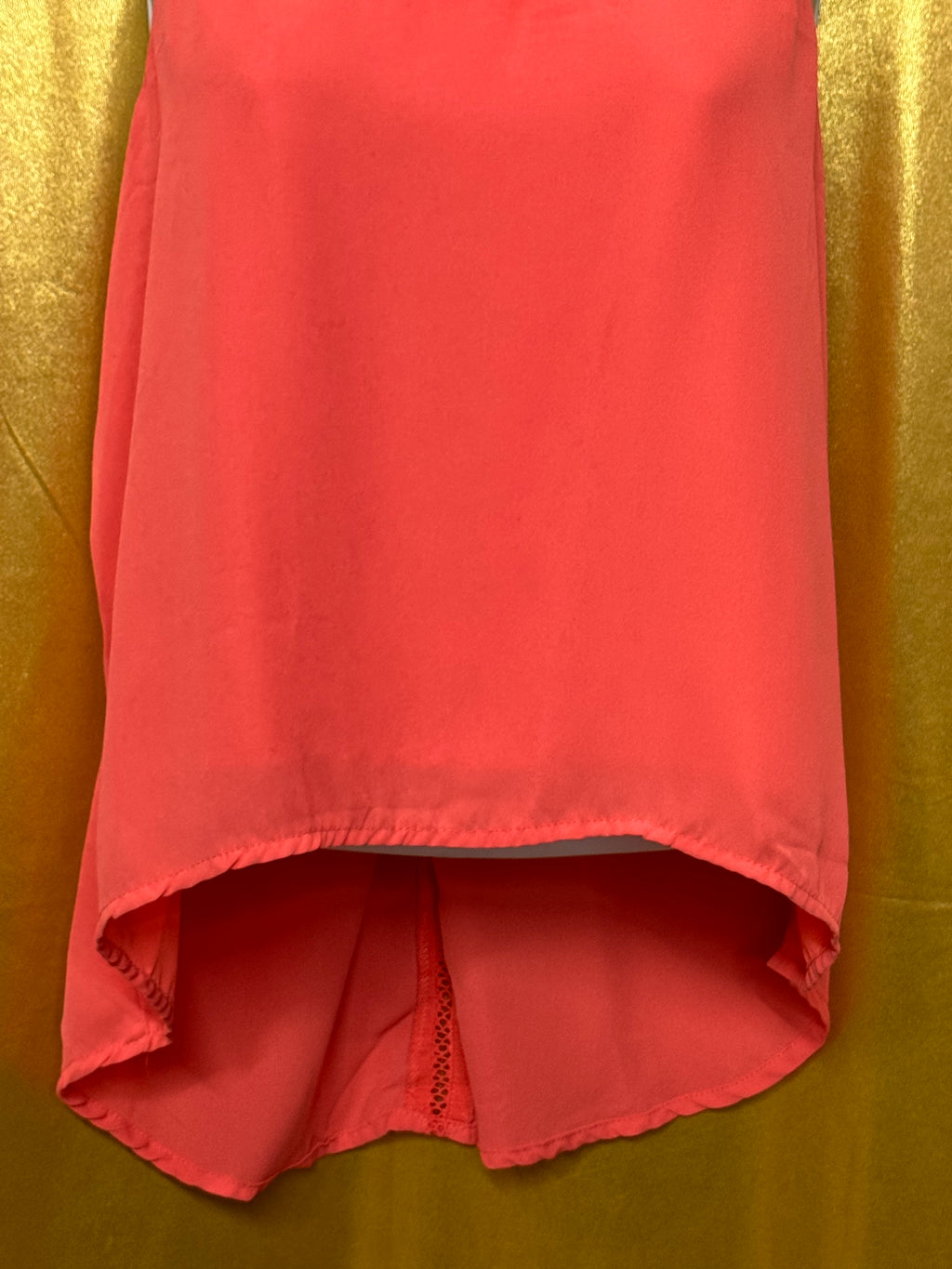 Ambiance Neon Coral High-Low Tank Top | Racerback Lace Detail Size L