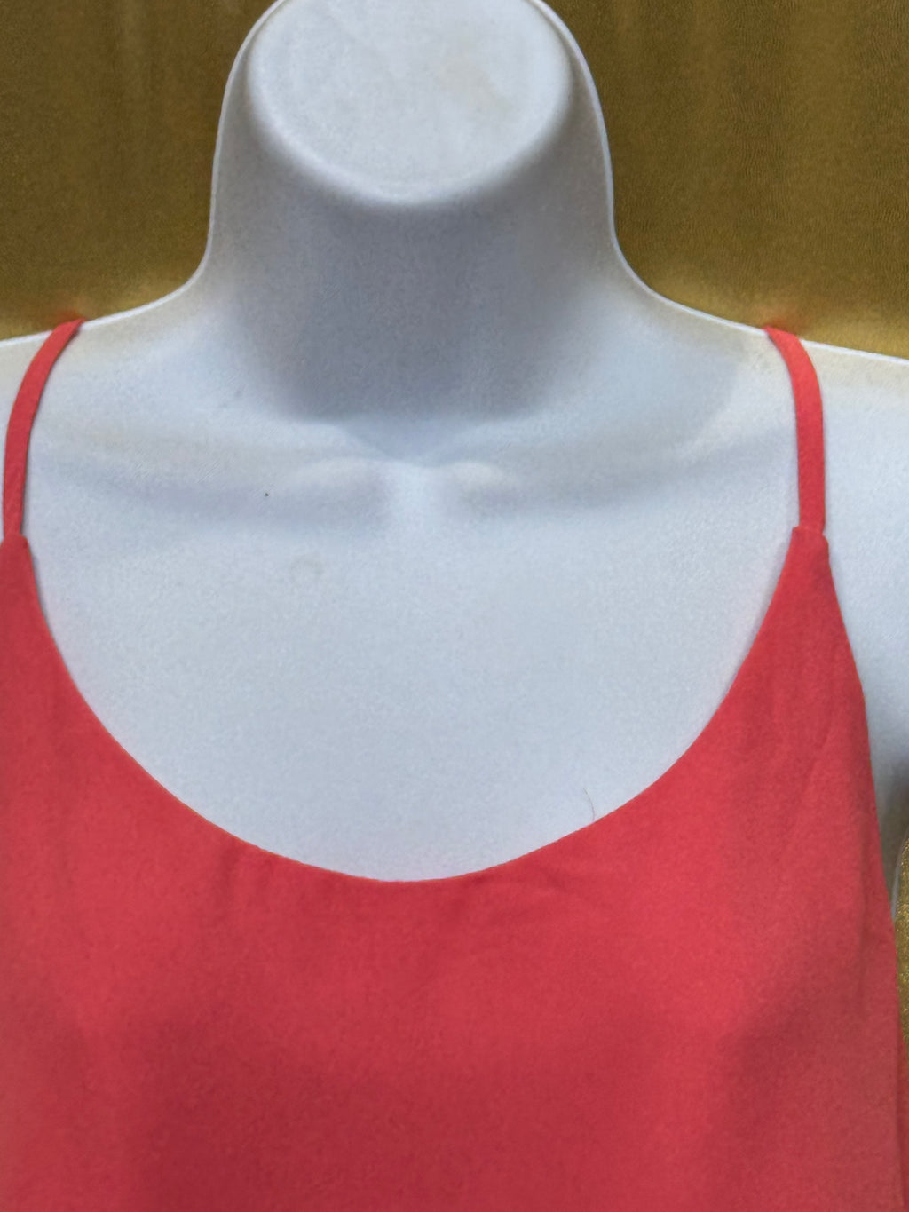 Ambiance Neon Coral High-Low Tank Top | Racerback Lace Detail Size L