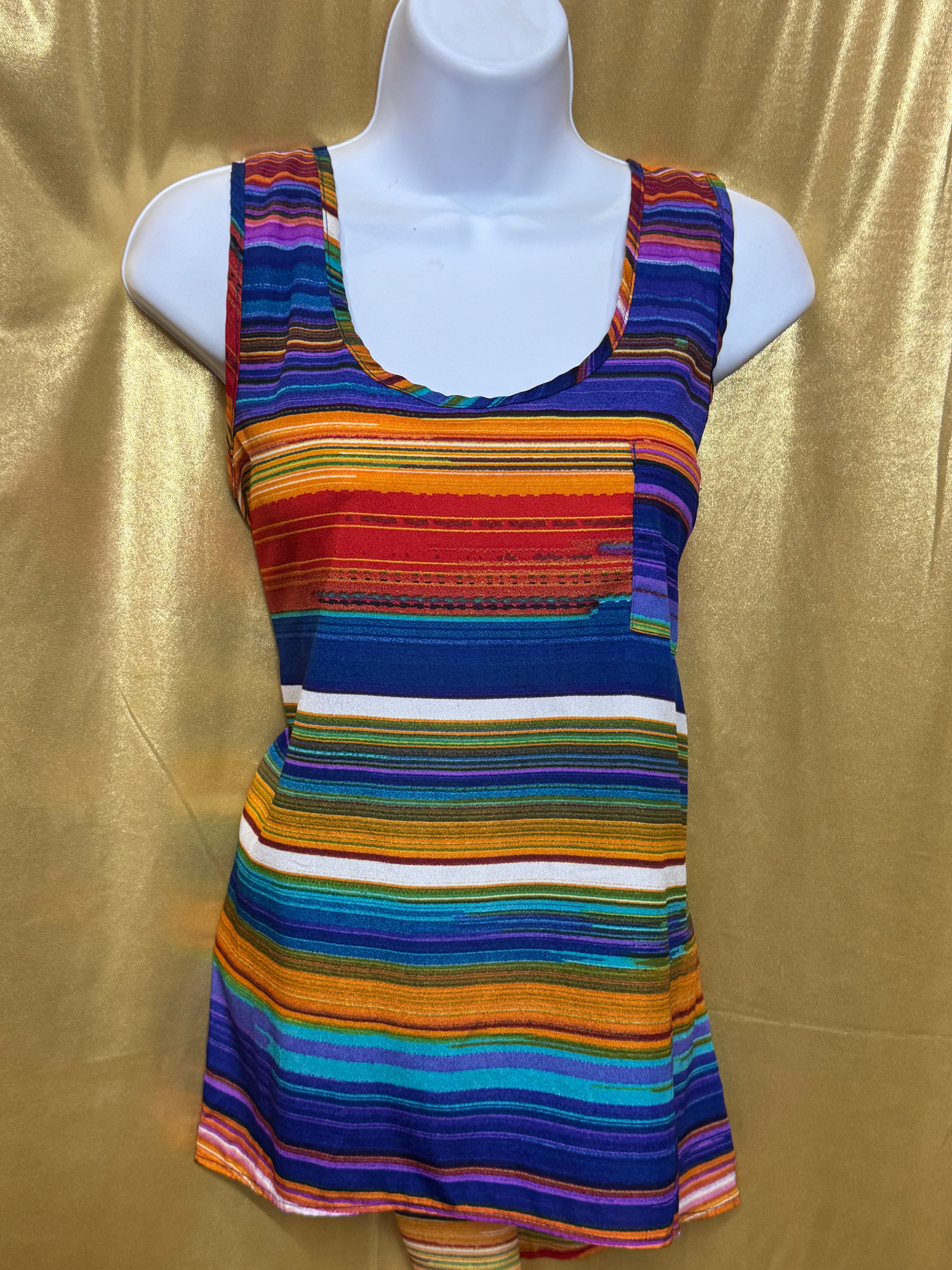 Olive & Oak Striped Racerback Tank Top | Size Large | Made in USA 🌟