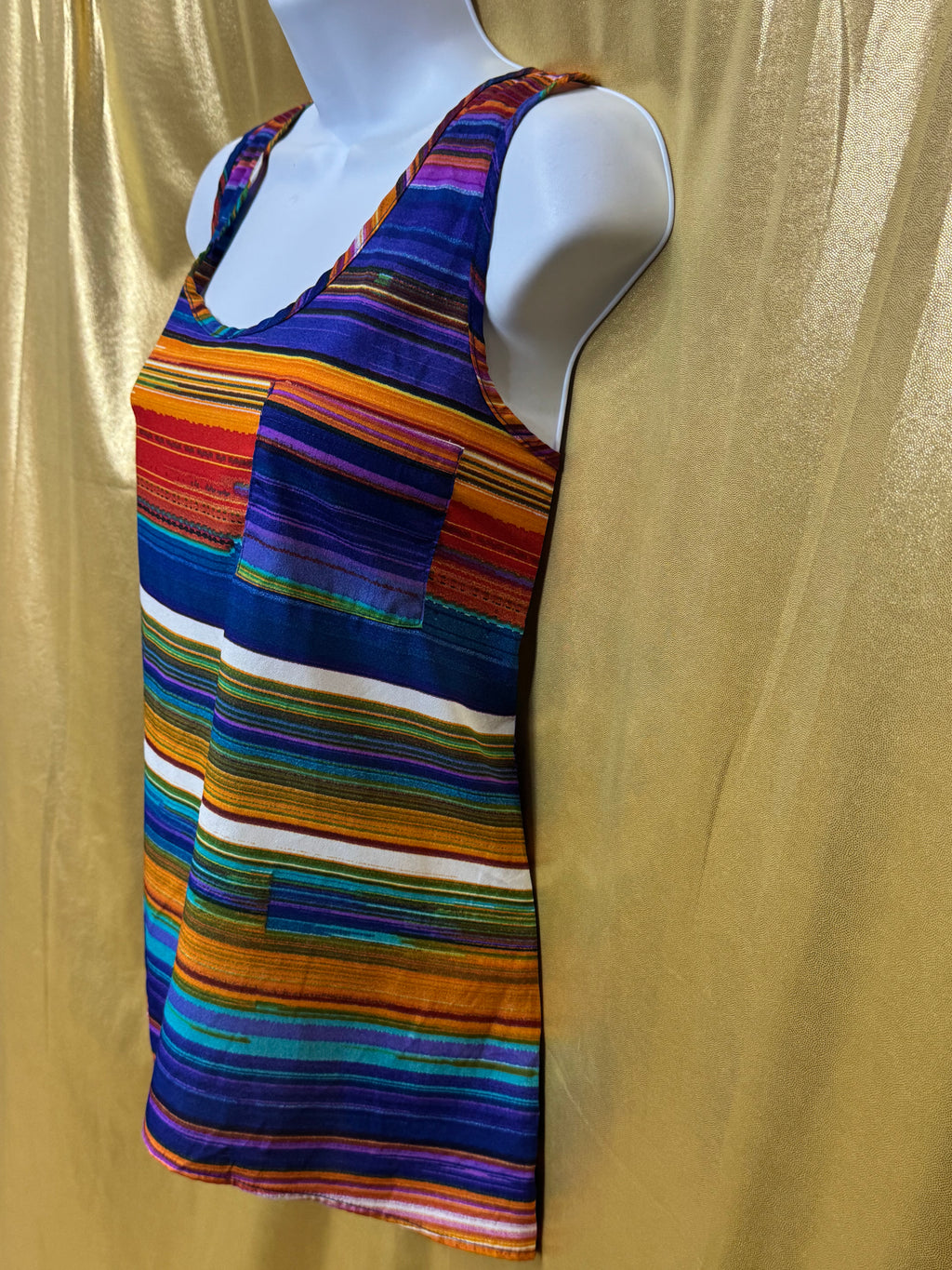 Olive & Oak Striped Racerback Tank Top | Size Large | Made in USA 🌟