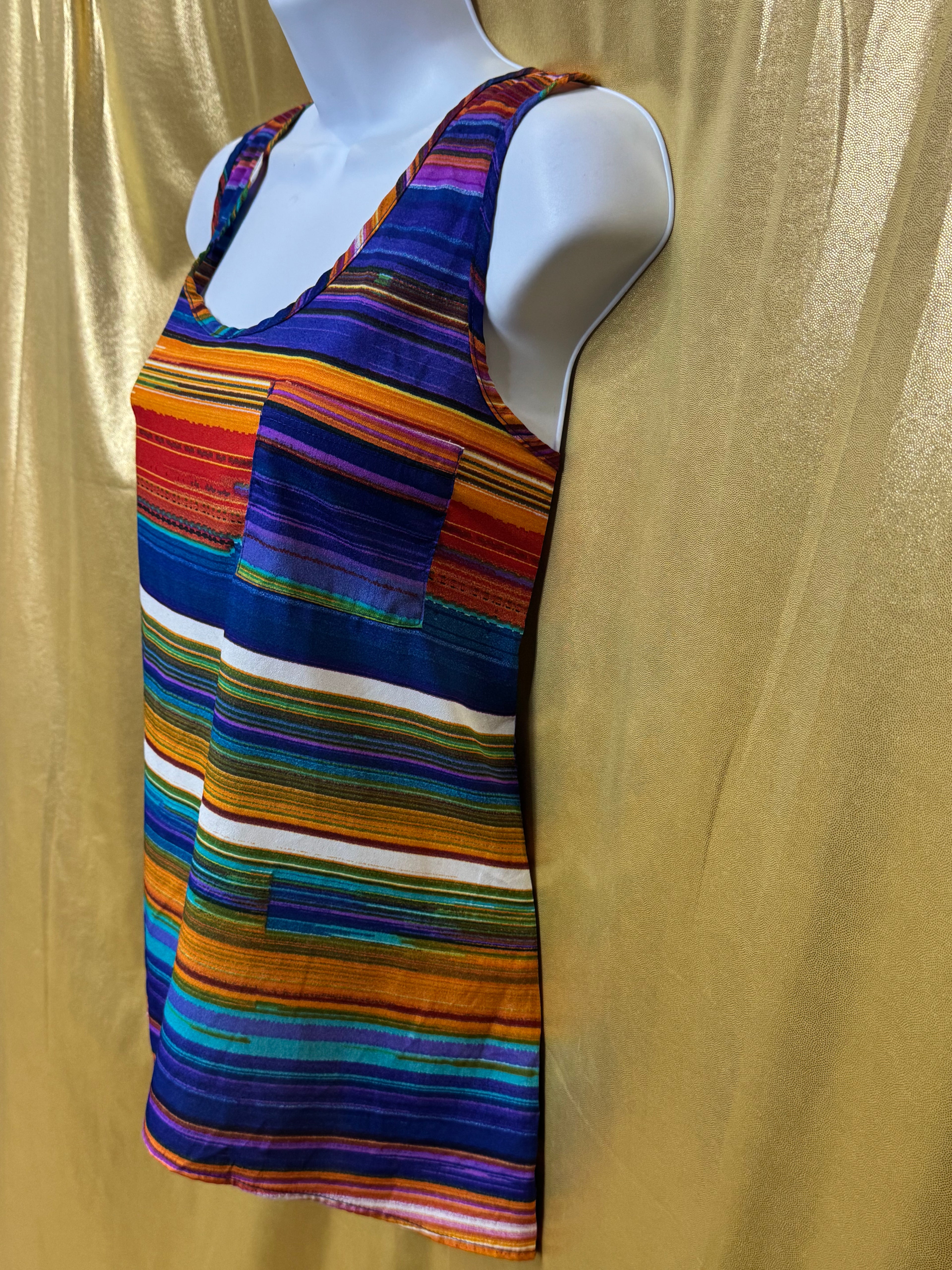 Olive & Oak Striped Racerback Tank Top | Size Large | Made in USA 🌟