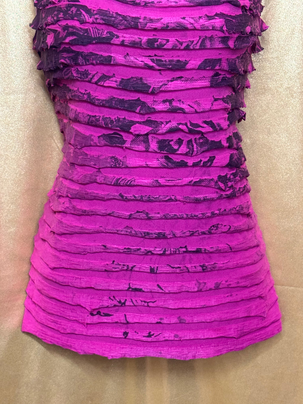 Cato Hot Pink Ruffled Tank Top Size L Tiered Floral Sleeveless Blouse