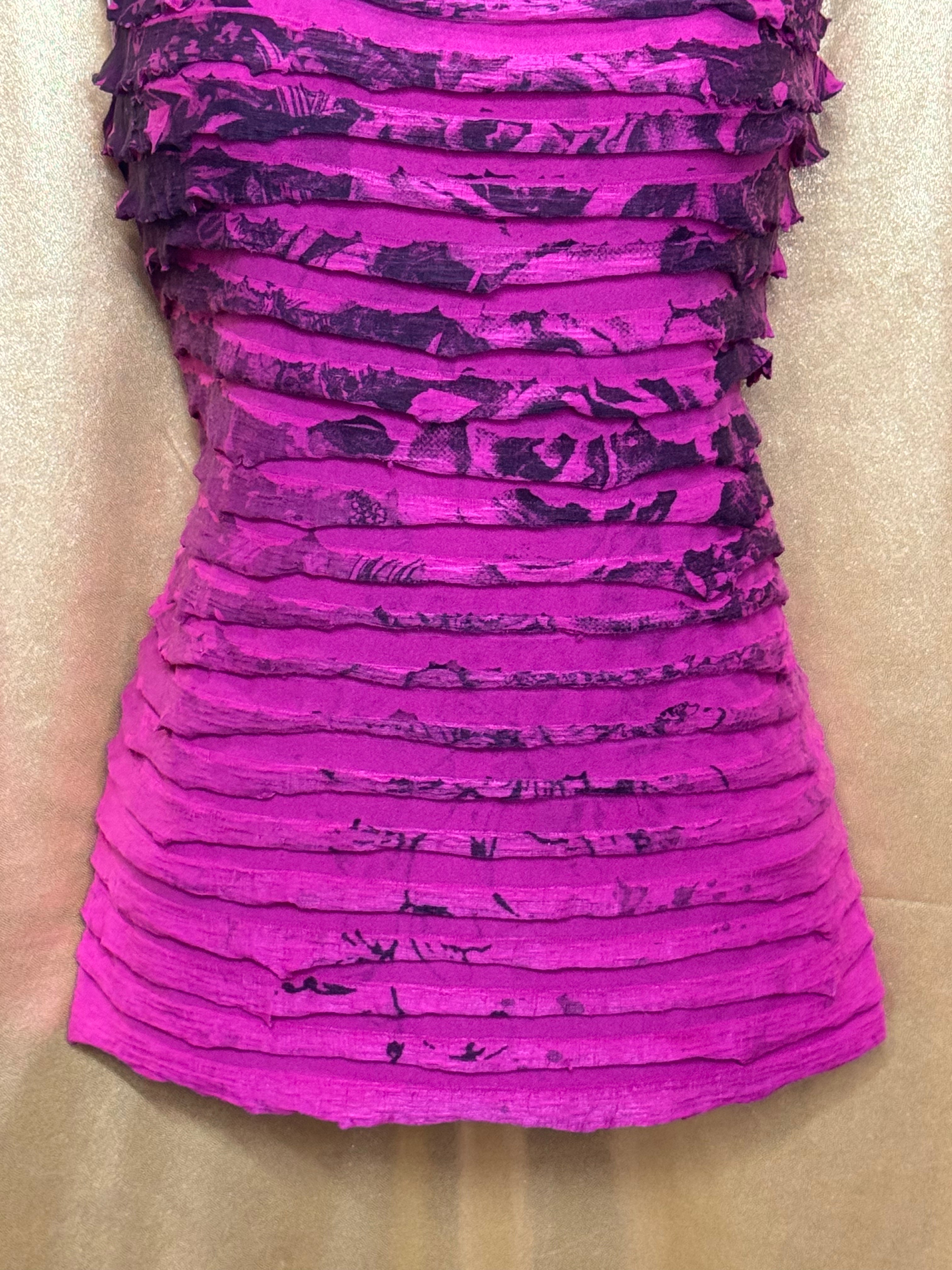Cato Hot Pink Ruffled Tank Top Size L Tiered Floral Sleeveless Blouse