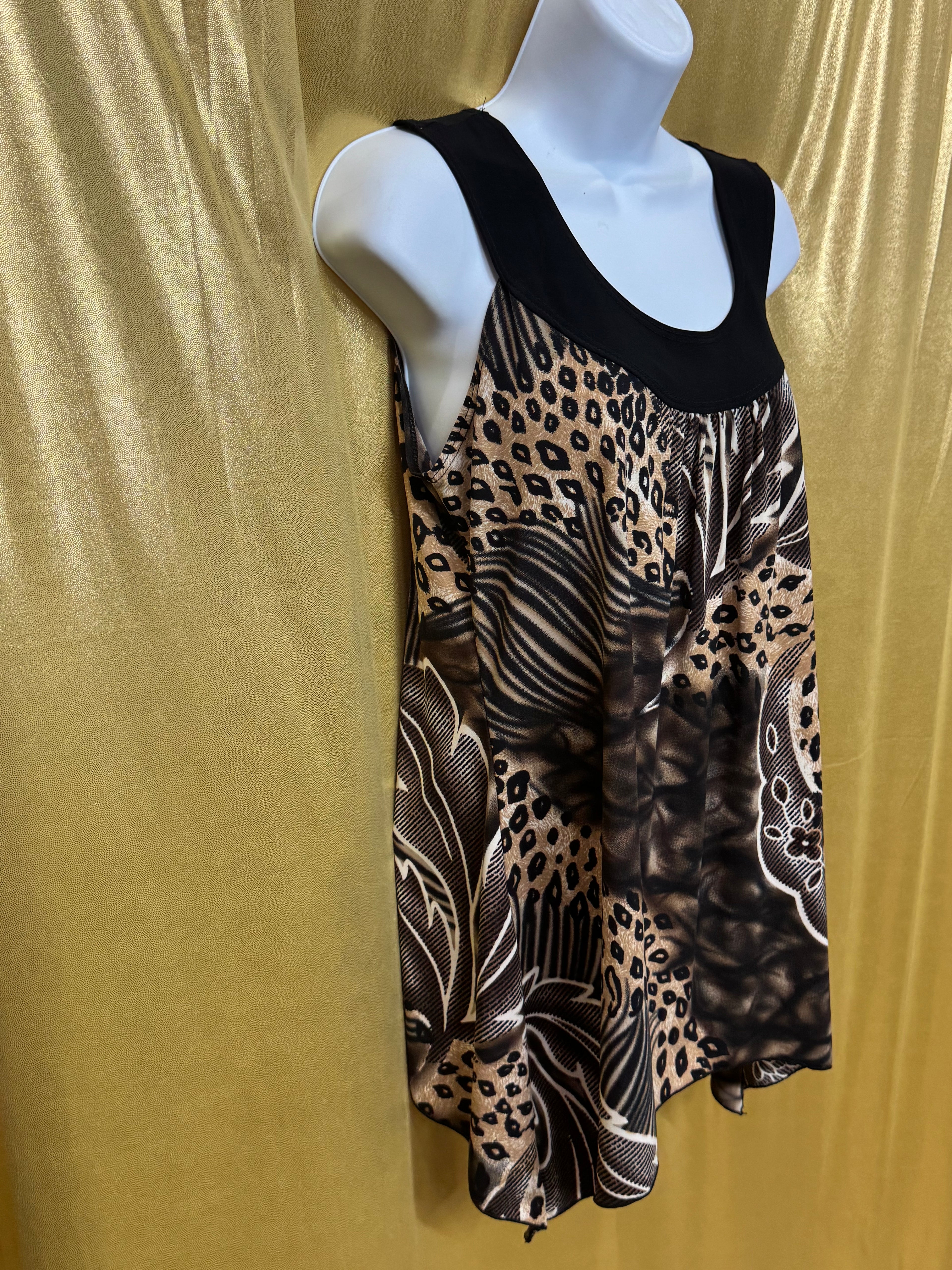 Claudia Richard Mixed Animal Print Tank Top - Size L 🐾