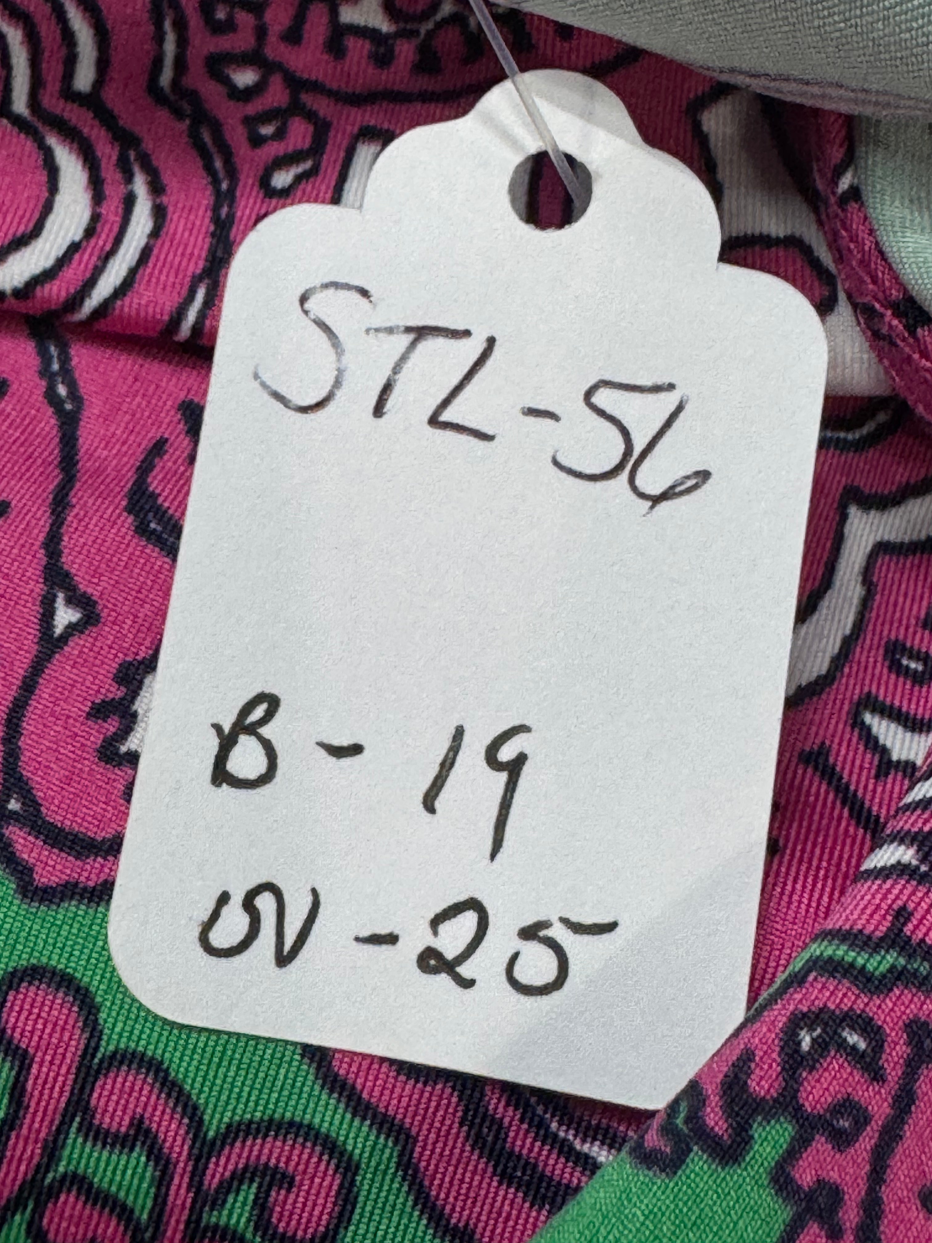 Crown & Ivy Pink Green Paisley Ruffle Neck Sleeveless Top Size L Nylon Spandex