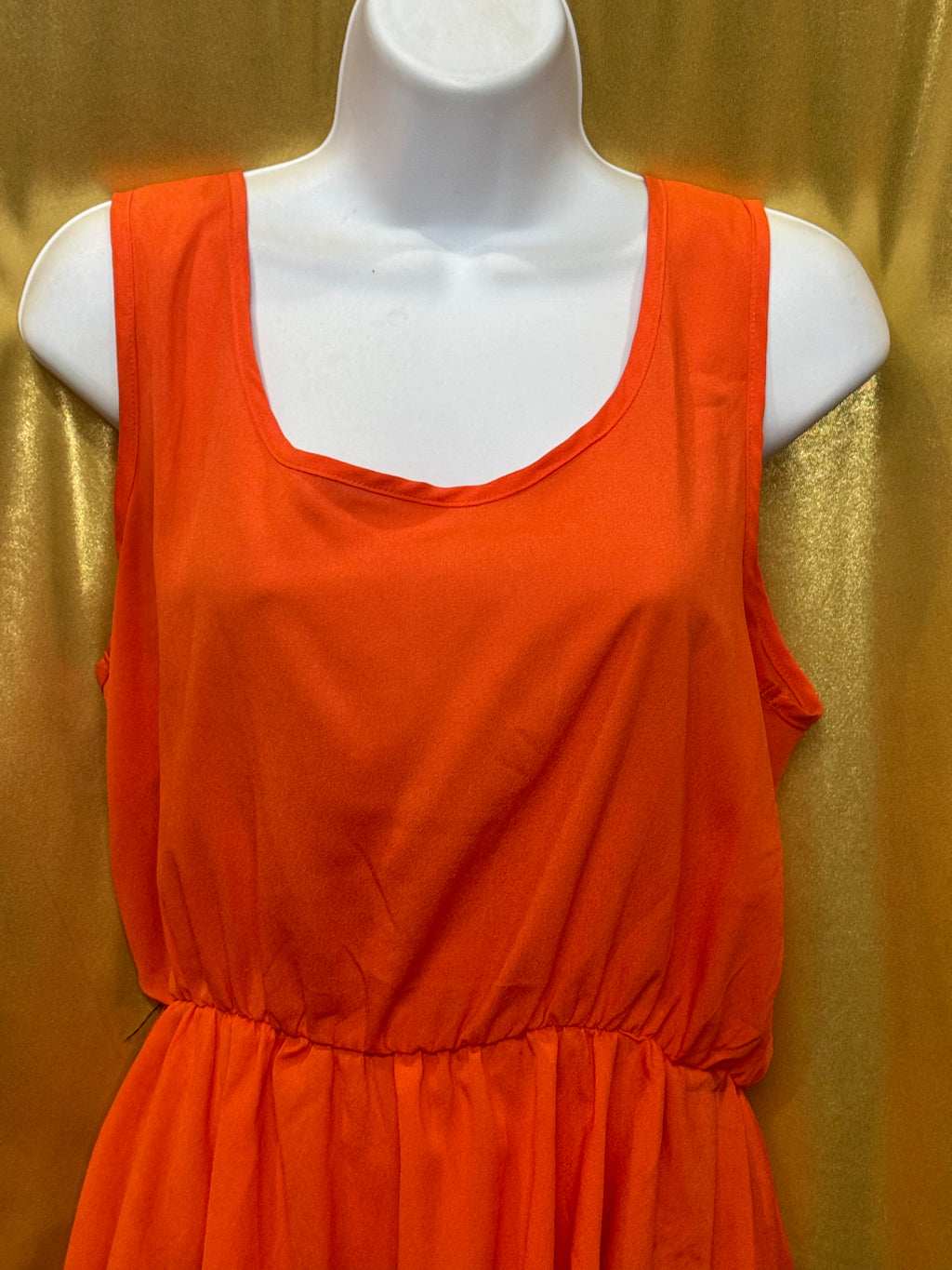 O'SHER Orange Sleeveless Peplum Top Size Large Made in USA