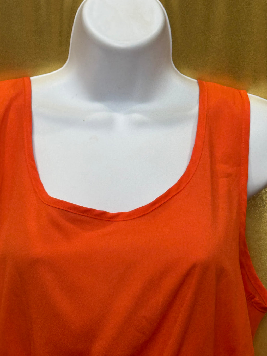 O'SHER Orange Sleeveless Peplum Top Size Large Made in USA