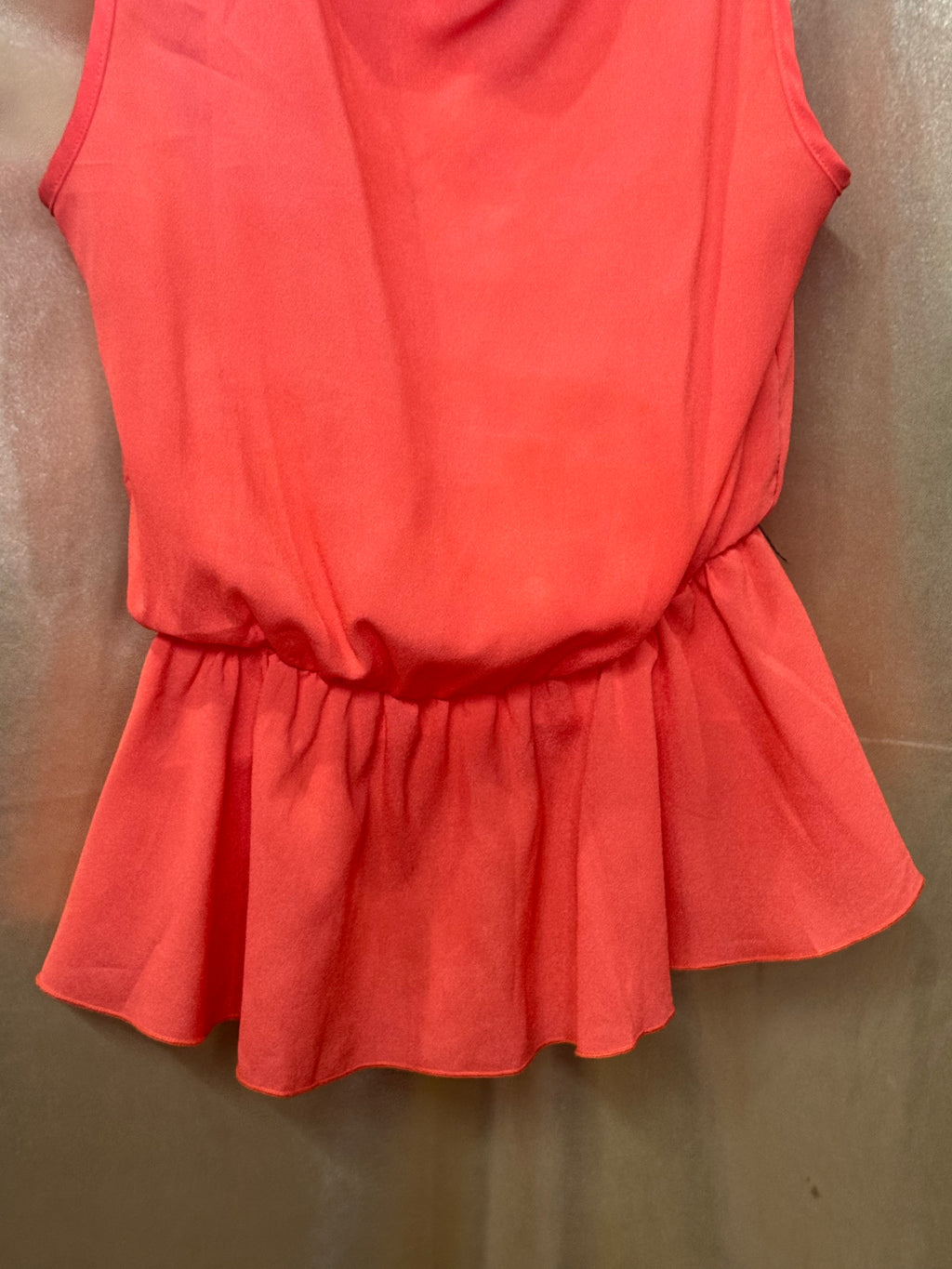 O'SHER Orange Sleeveless Peplum Top Size Large Made in USA